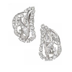 3.25 Carat Diamond Gold Swirl Earrings 3