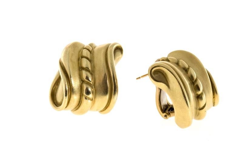 Kieselstein Cord Gold Clip Post Earrings For Sale at 1stDibs