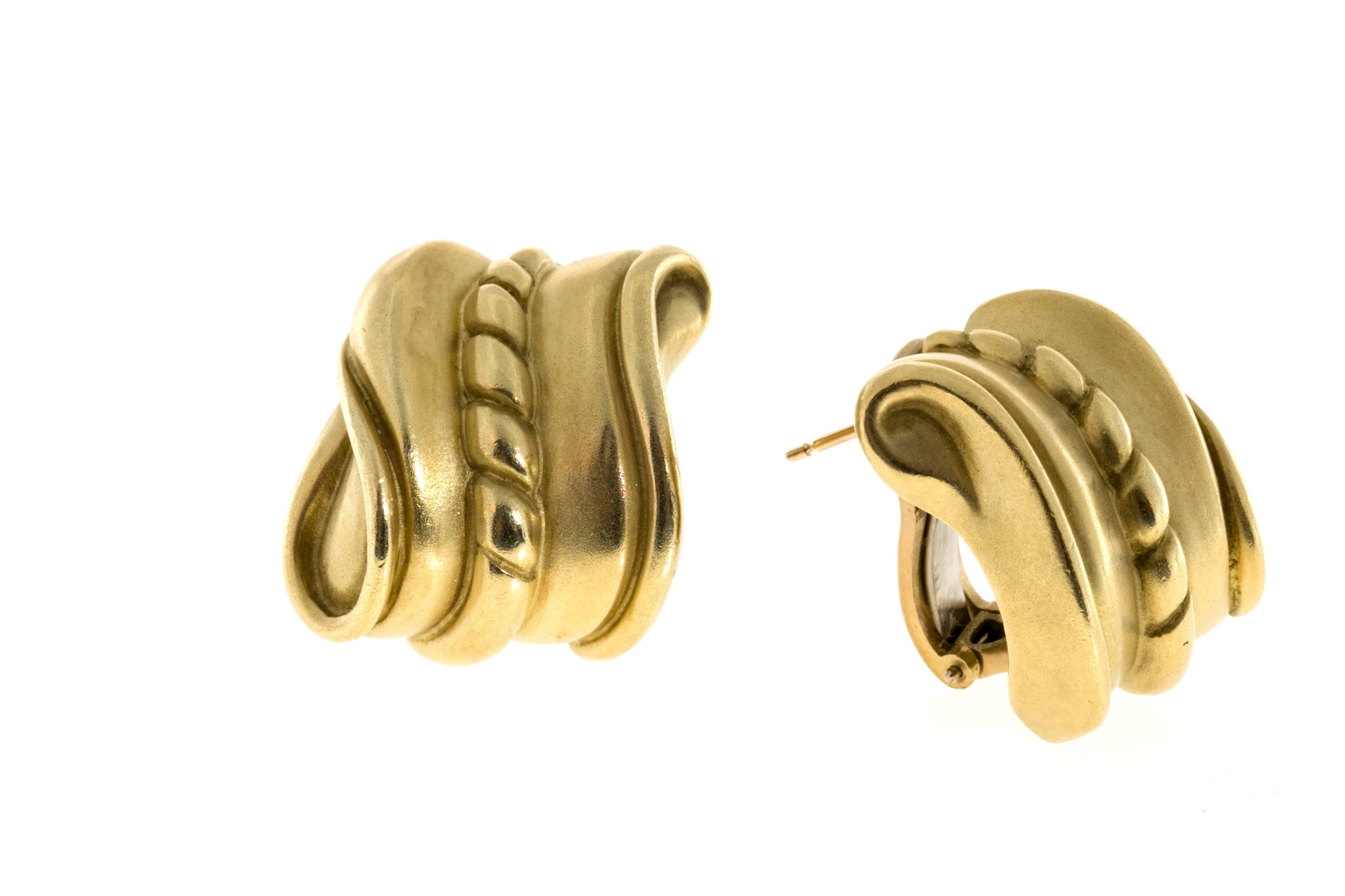 Kieselstein Cord Gold Clip Post Earrings For Sale 2