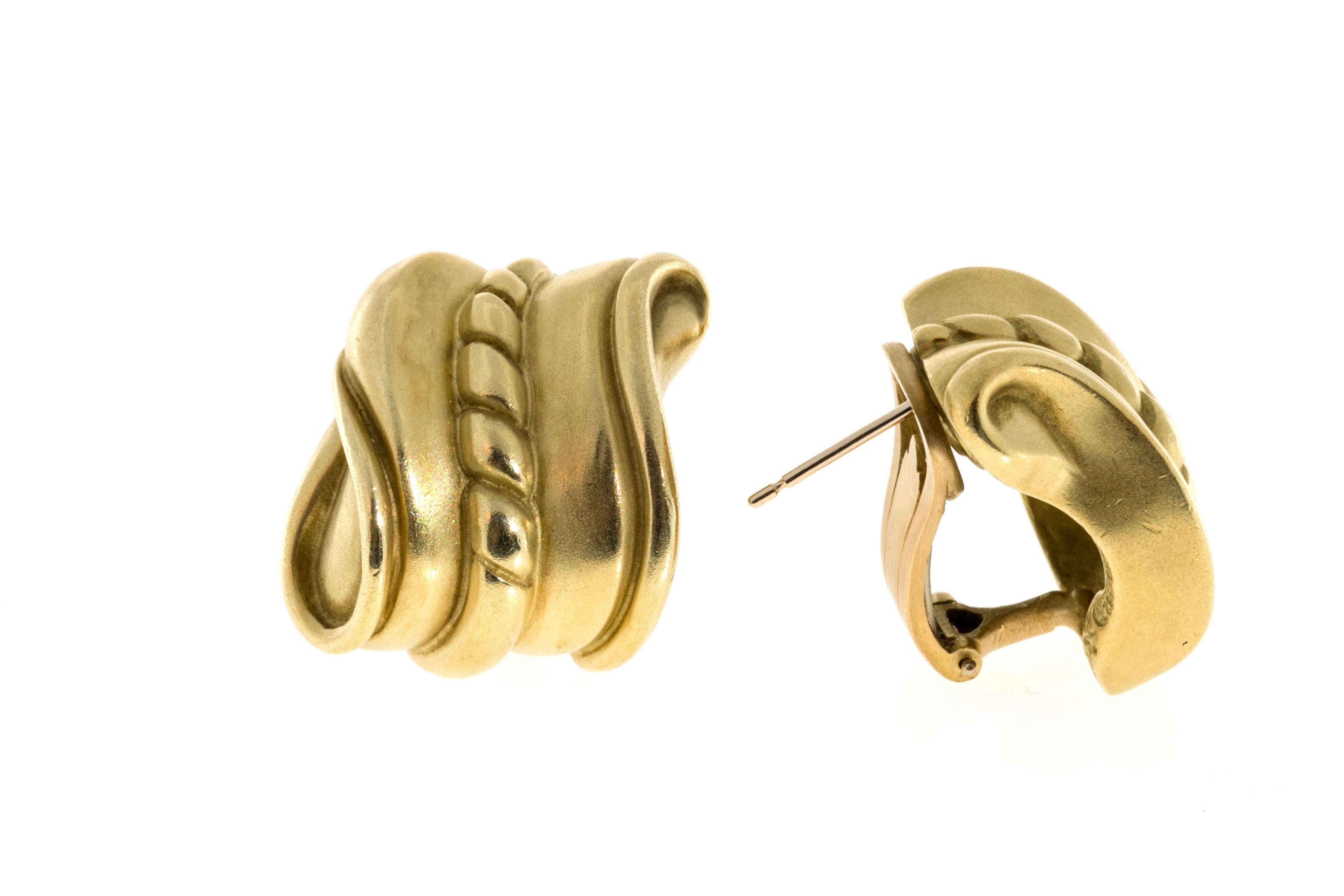 Women's Kieselstein Cord Gold Clip Post Earrings For Sale