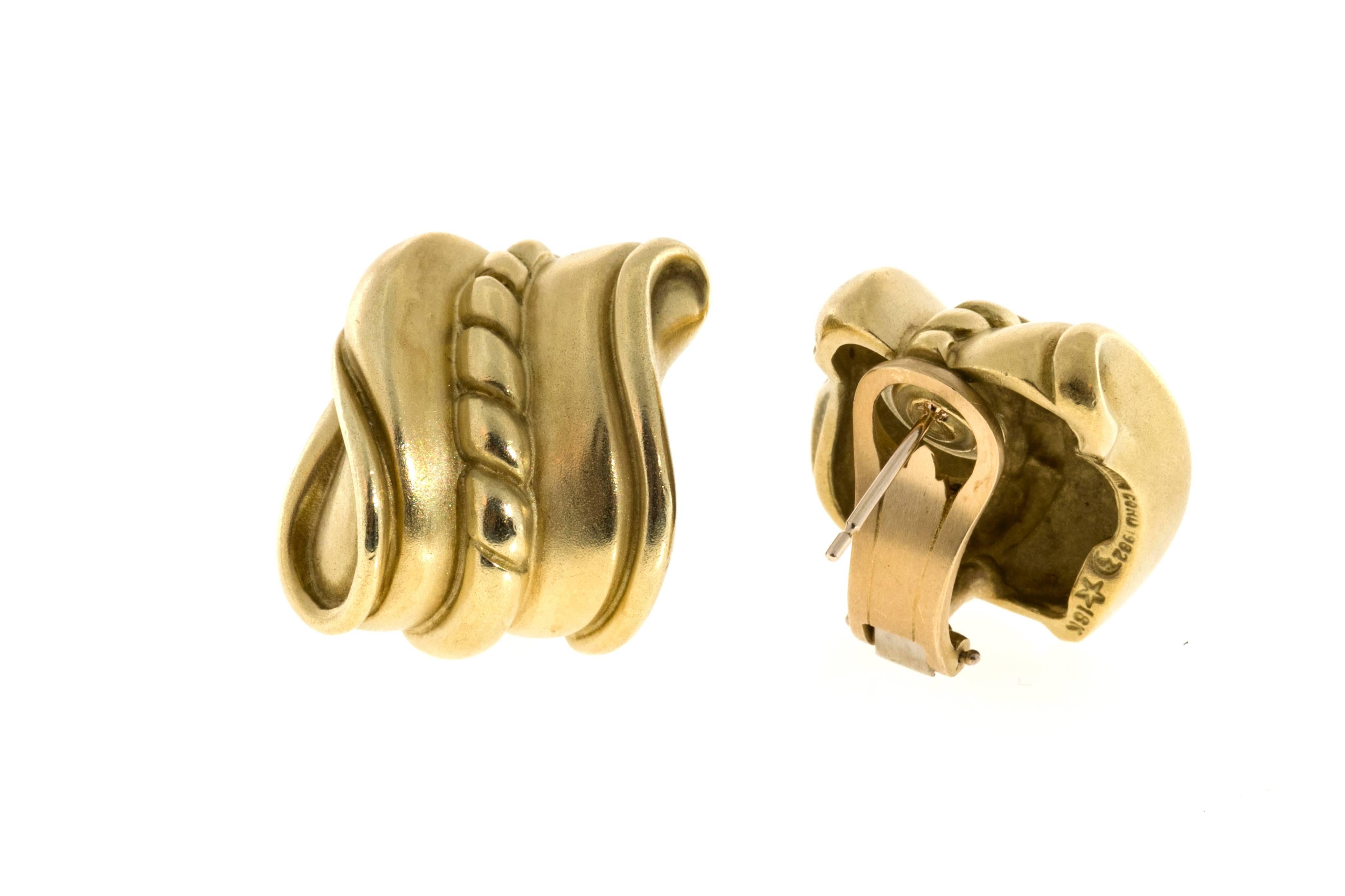 Kieselstein Cord Gold Clip Post Earrings For Sale 1