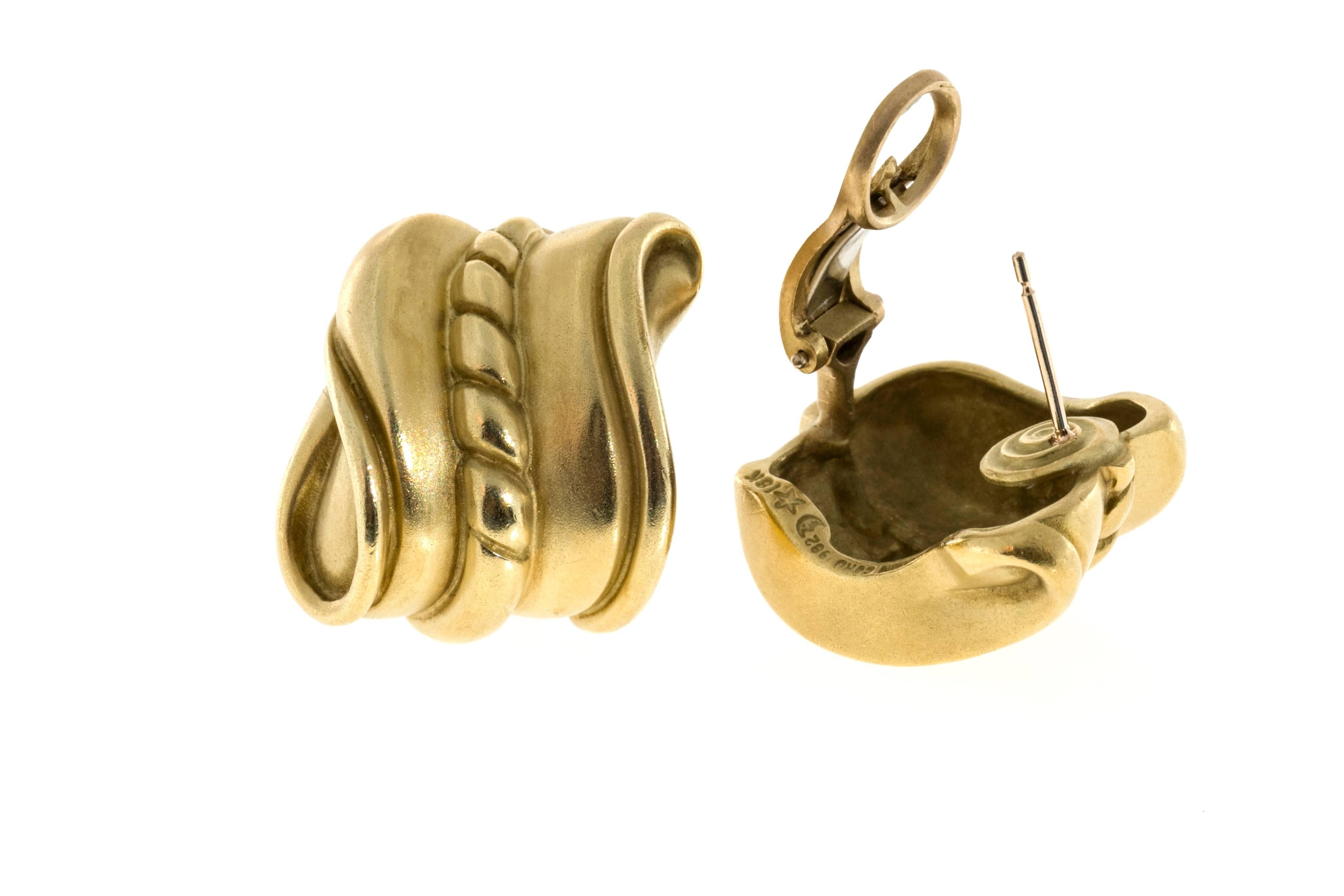 Kieselstein Cord Gold Clip Post Earrings For Sale 3