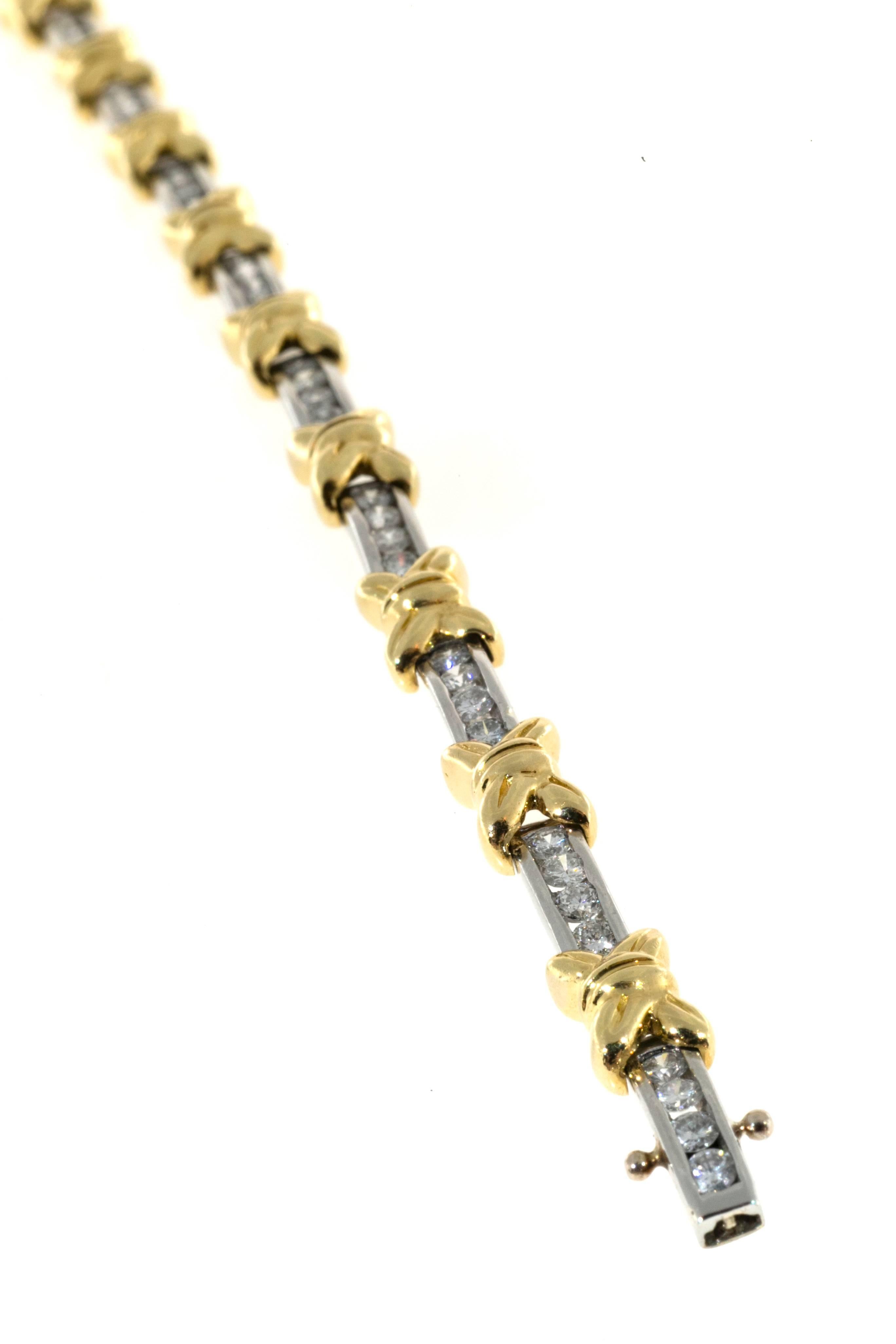 Diamond Gold Platinum X Bows Bracelet 2