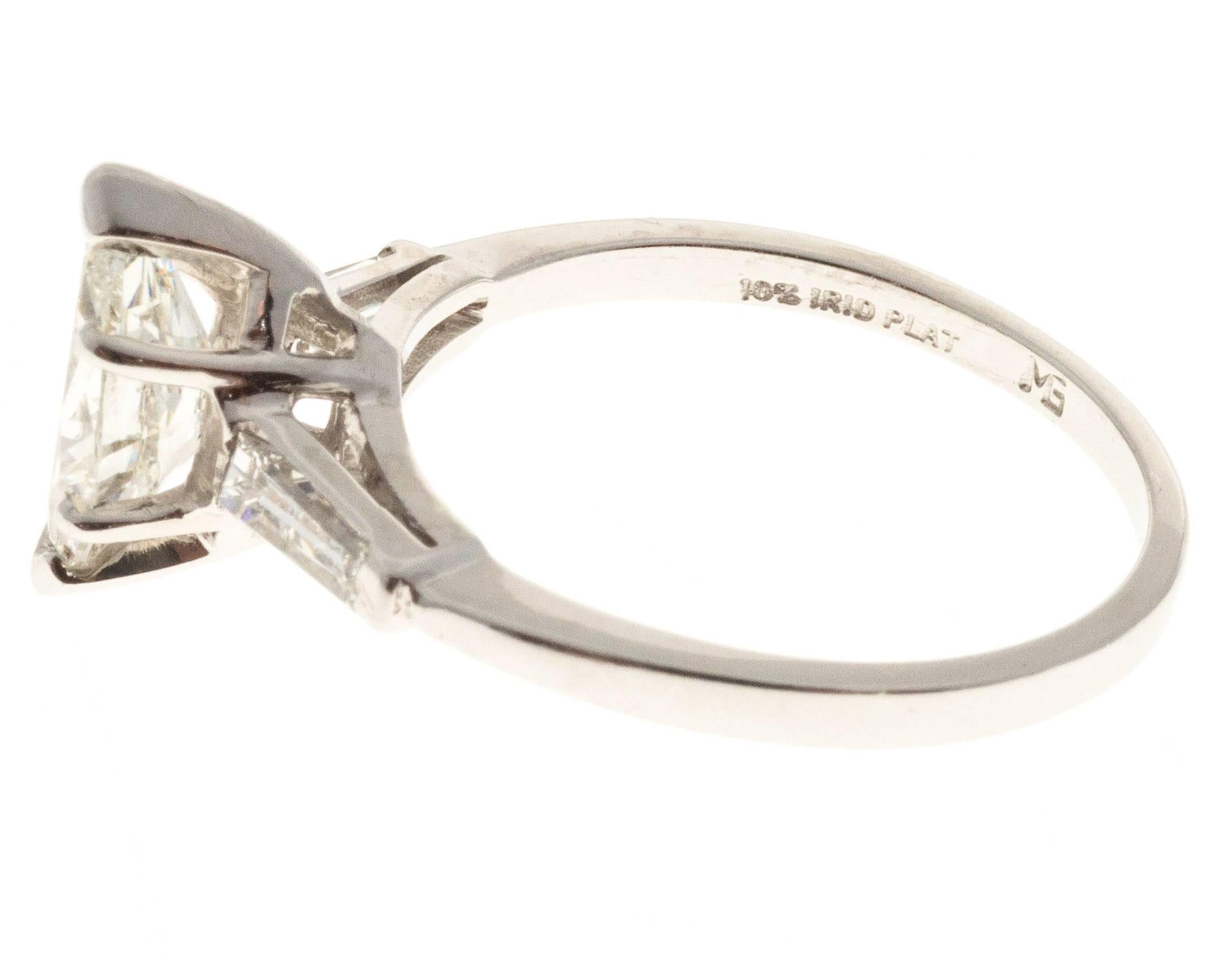 1.31 Carat Diamond Marquise Baguette Platinum Engagement Ring In Good Condition In Stamford, CT
