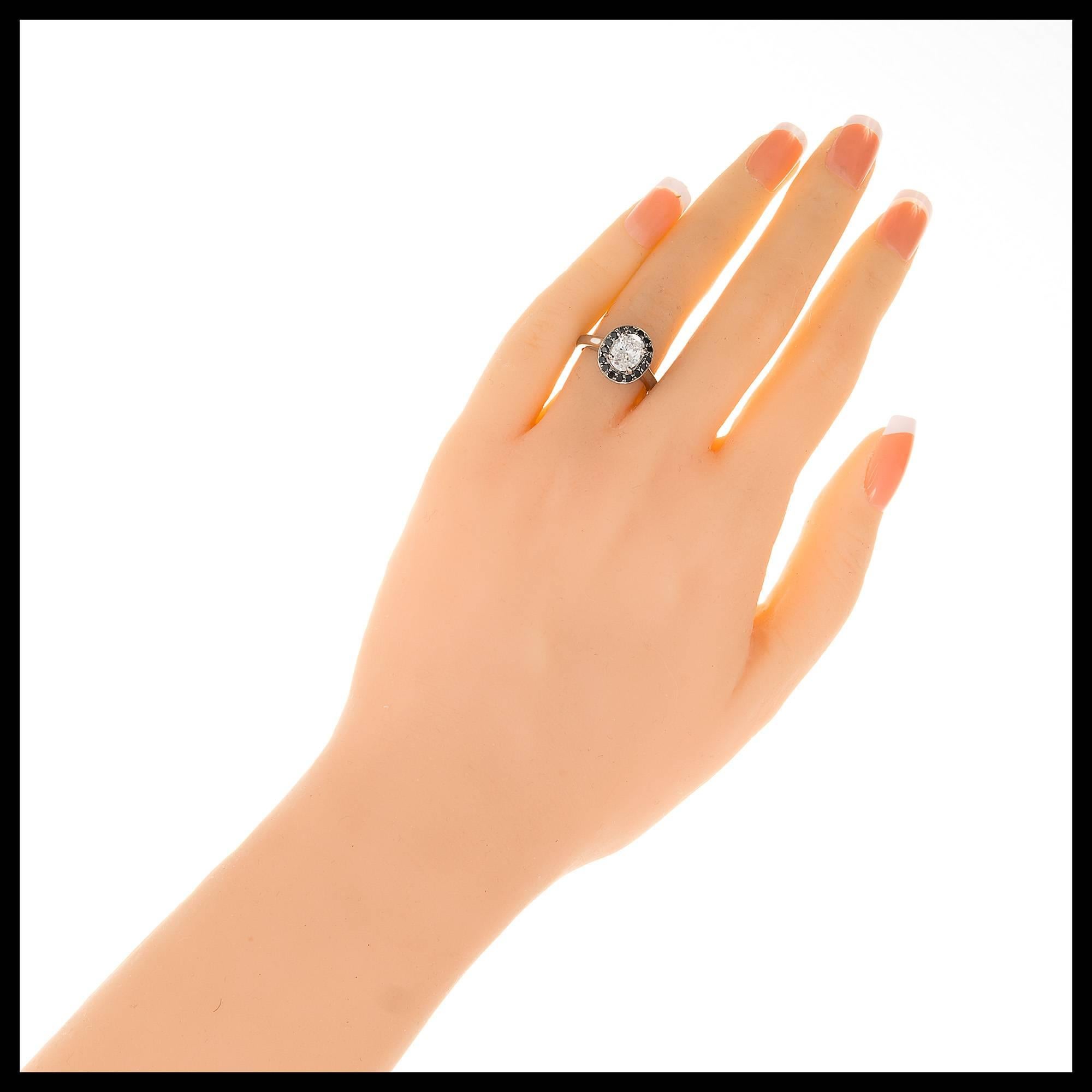 black diamond oval engagement rings