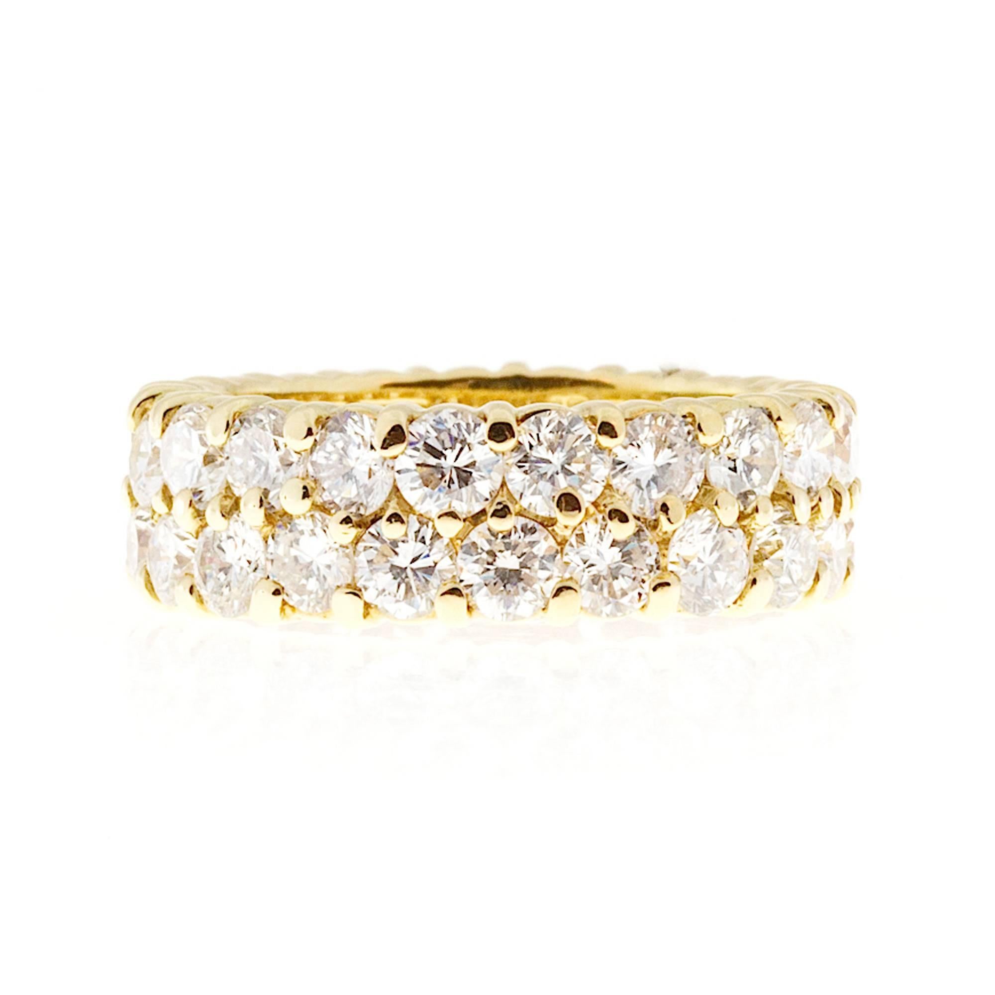 Hammerman Brothers Diamond Gold Two Row Eternity Band Ring In Good Condition In Stamford, CT