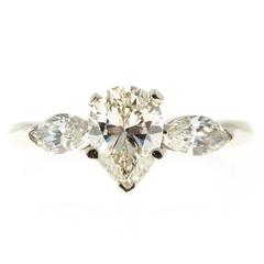 GC&G Diamond Pear Marquise Gold Three-Stone Engagement Ring 8