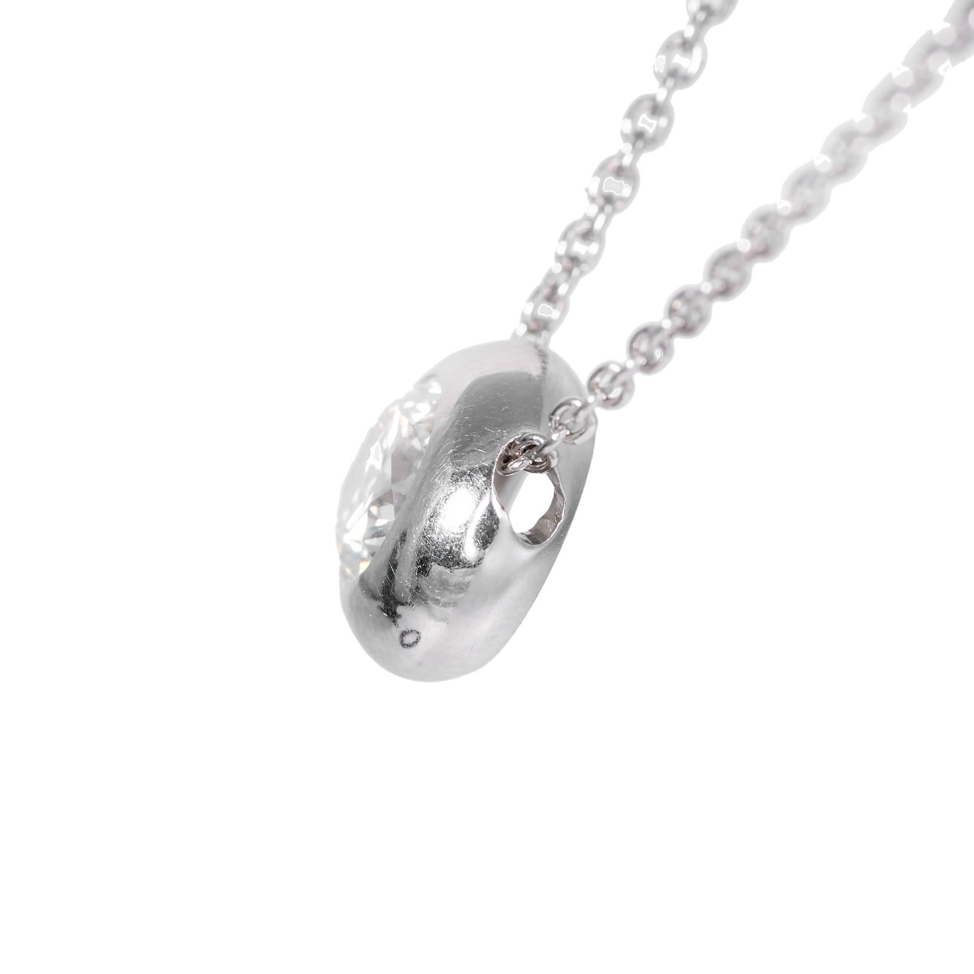 Halskette mit Slide-Anhänger, 1,05 Karat Diamant, handgefertigt aus Platin im Zustand „Gut“ in Stamford, CT