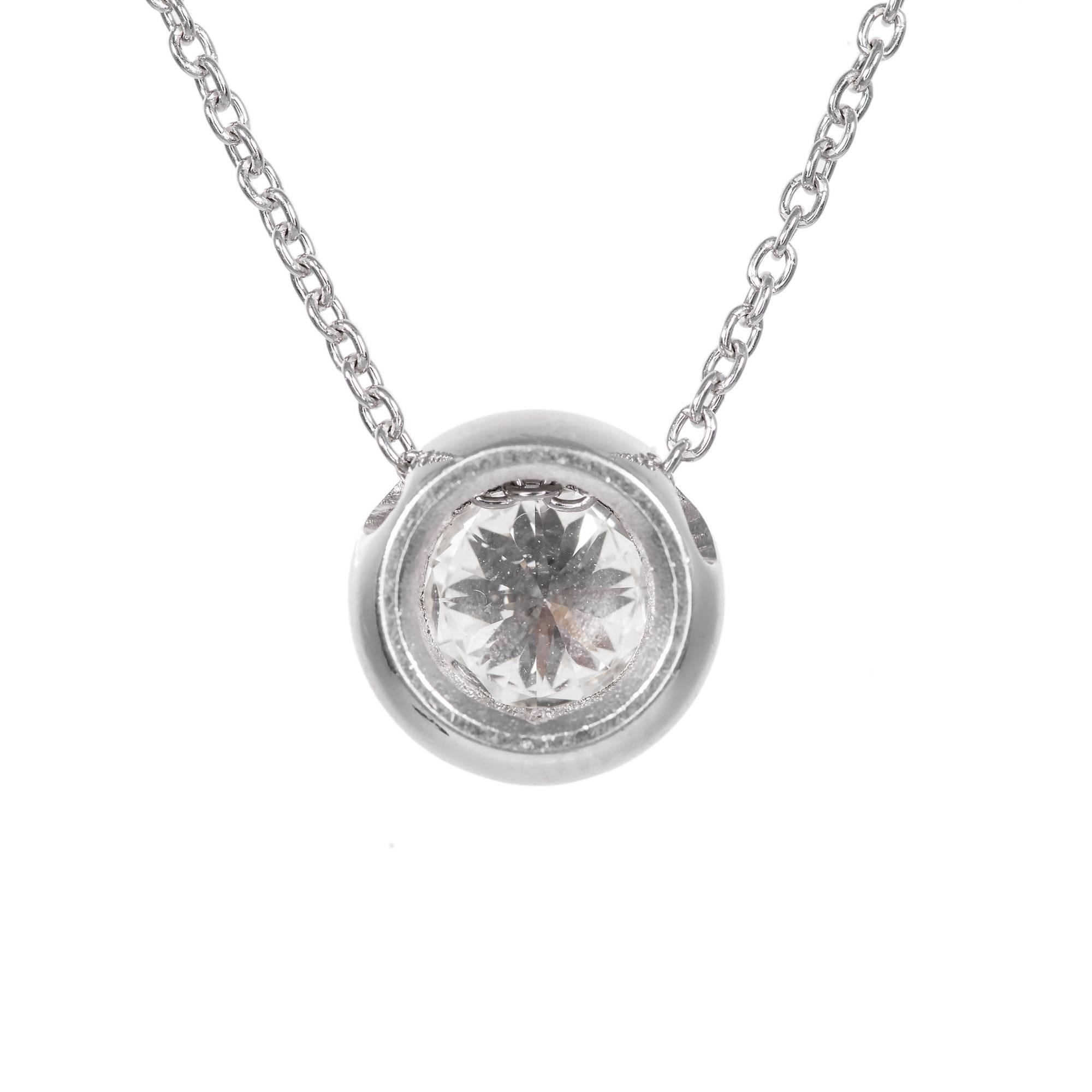 Handmade Platinum slide on a solid Platinum 16 inch cable link chain with a secure lobster catch.  Pendant is brand new from the Peter Suchy Workshop.  The diamond is sparkly and well cut.  It is a European transitional Ideal cut. Symmetry good. 