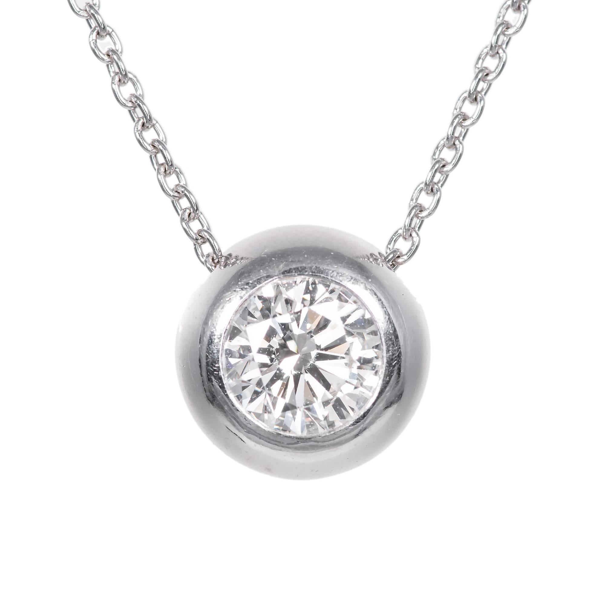 Peter Suchy 1.05 Carat Diamond Handmade Platinum Slide Pendant Necklace