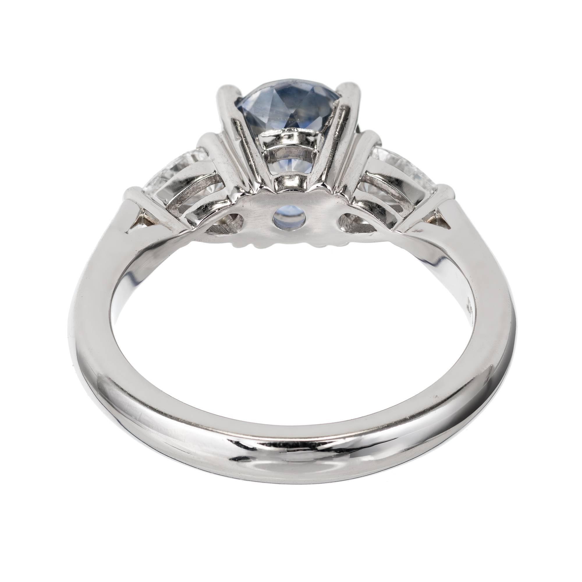 Peter Suchy 2.35 Carat Blue Sapphire Pear Diamond Platinum Engagement Ring For Sale 1