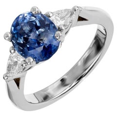 Peter Suchy 2.35 Carat Blue Sapphire Pear Diamond Platinum Engagement Ring