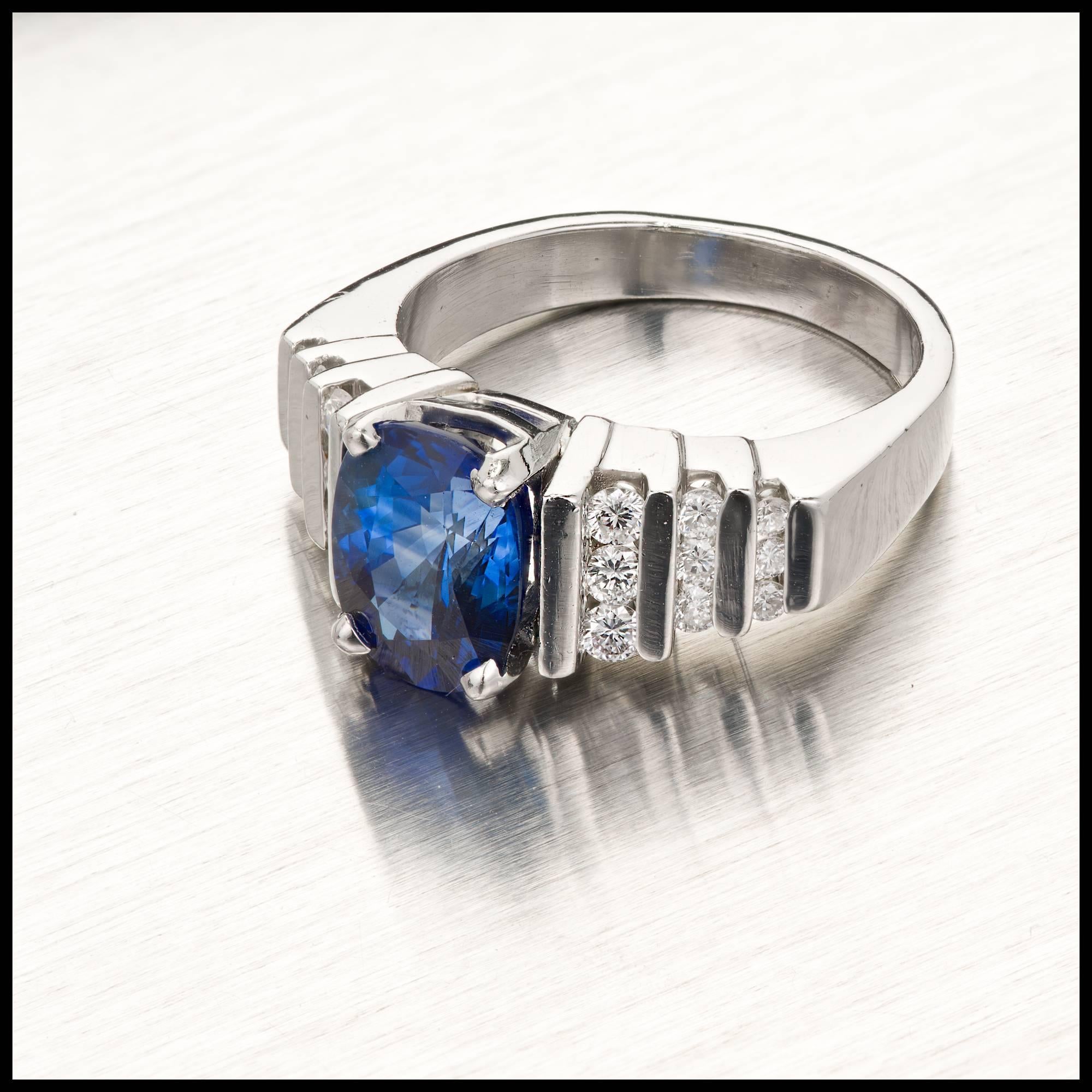 Platin-Verlobungsring mit GIA-zertifiziertem 2,79 Karat blauem ovalem Saphir und Diamant (Ovalschliff) im Angebot