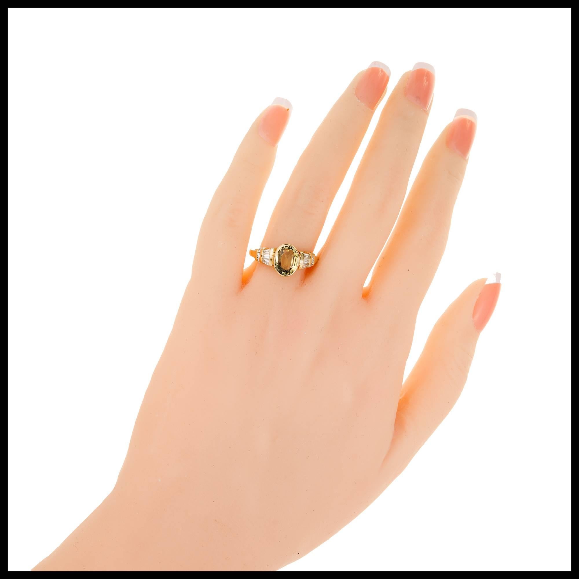 Peter Suchy 2.64 Carat Green Yellow Sapphire Diamond Gold Engagement Ring 1