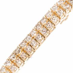 8.00 Carat Round Two Row Brown Diamond Gold Bracelet