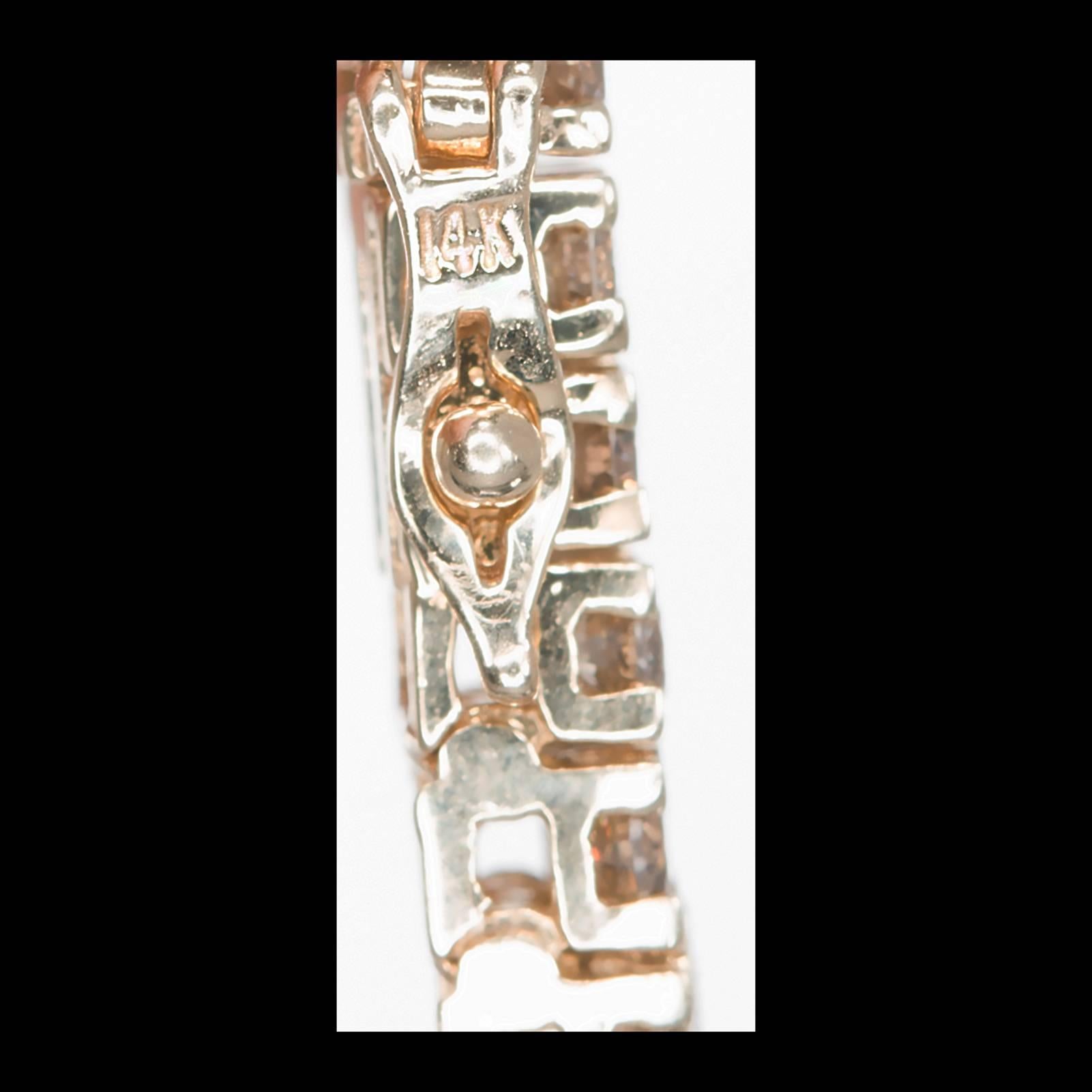 Round Cut 8.00 Carat Round Two Row Brown Diamond Gold Bracelet  For Sale