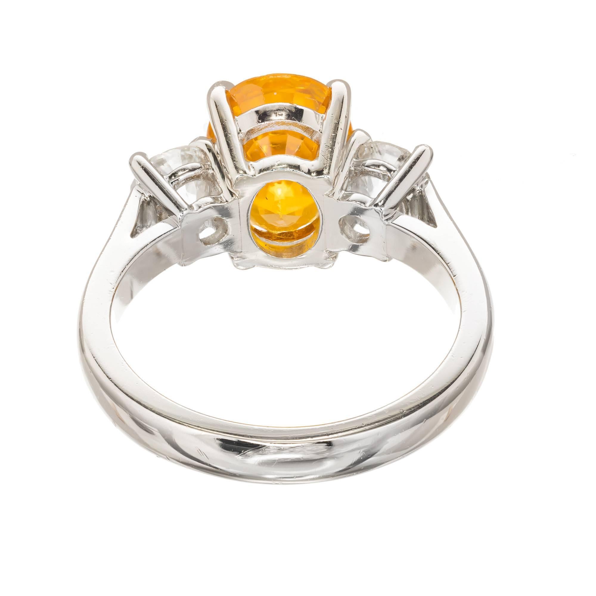 Peter Suchy 3.29 Carat Orange Sapphire Diamond Platinum Engagement Ring For Sale 1