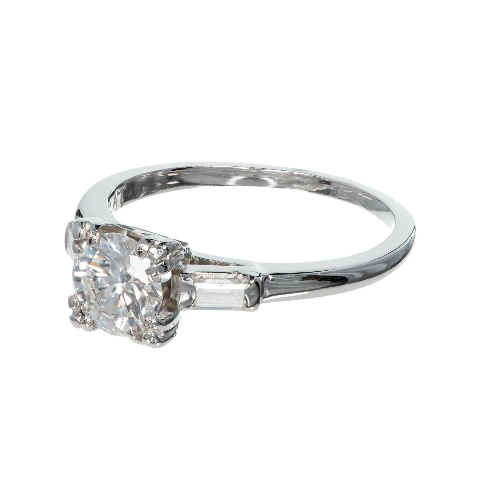 Taille ronde Bague de fiançailles Art déco en platine certifiée Egl avec diamant taille transitionnelle en vente