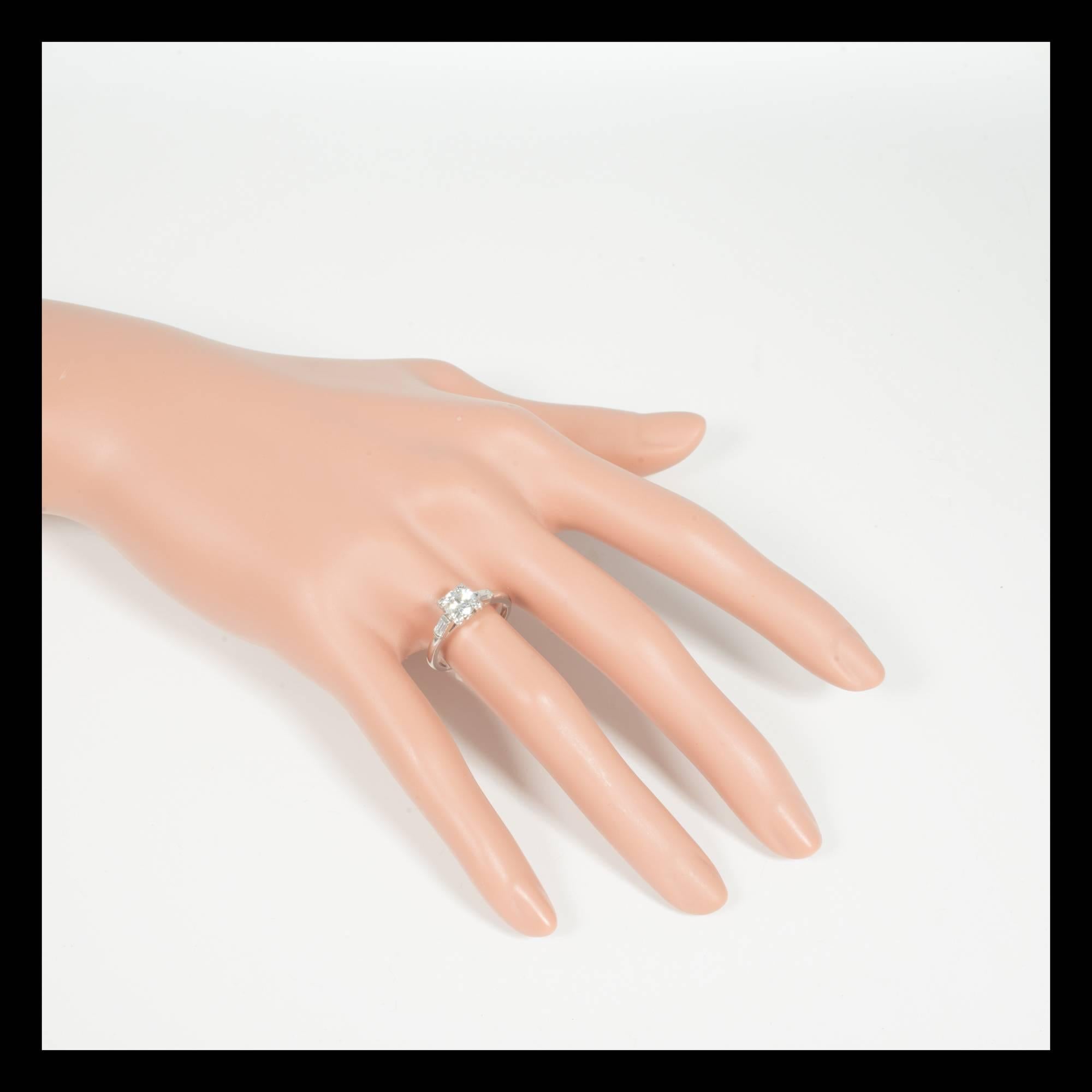 Women's Egl Certified Art Deco Diamond Transitional Cut Platinum Engagement Ring For Sale