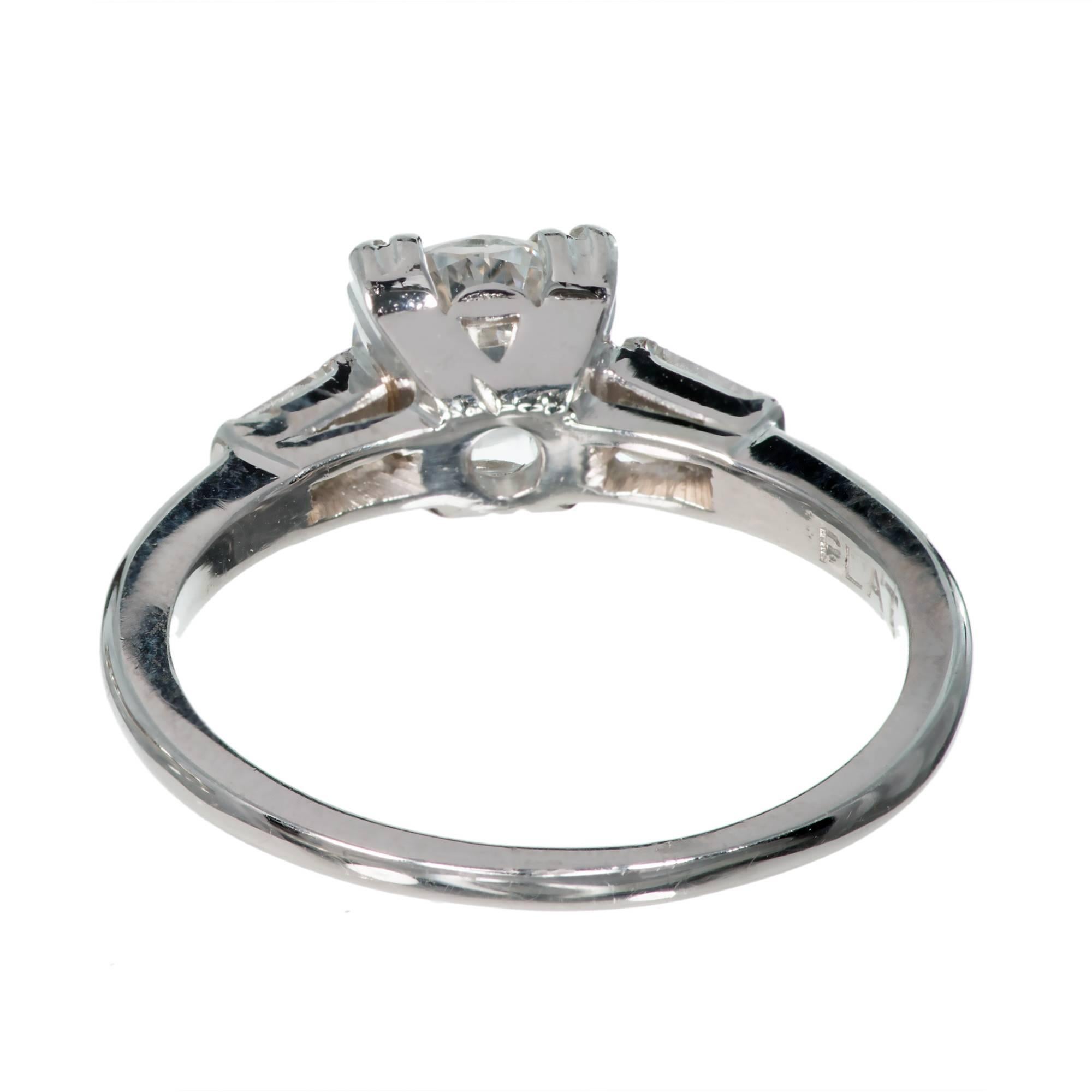 Round Cut Egl Certified Art Deco Diamond Transitional Cut Platinum Engagement Ring For Sale