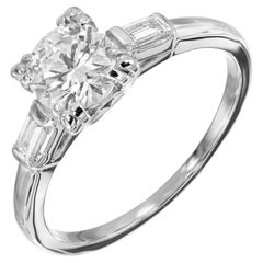 Anello di fidanzamento in platino con diamante Art Deco dal taglio di transizione certificato Egl