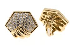 Hammerman Brothers Diamond Pave Gold Clip Post Earrings