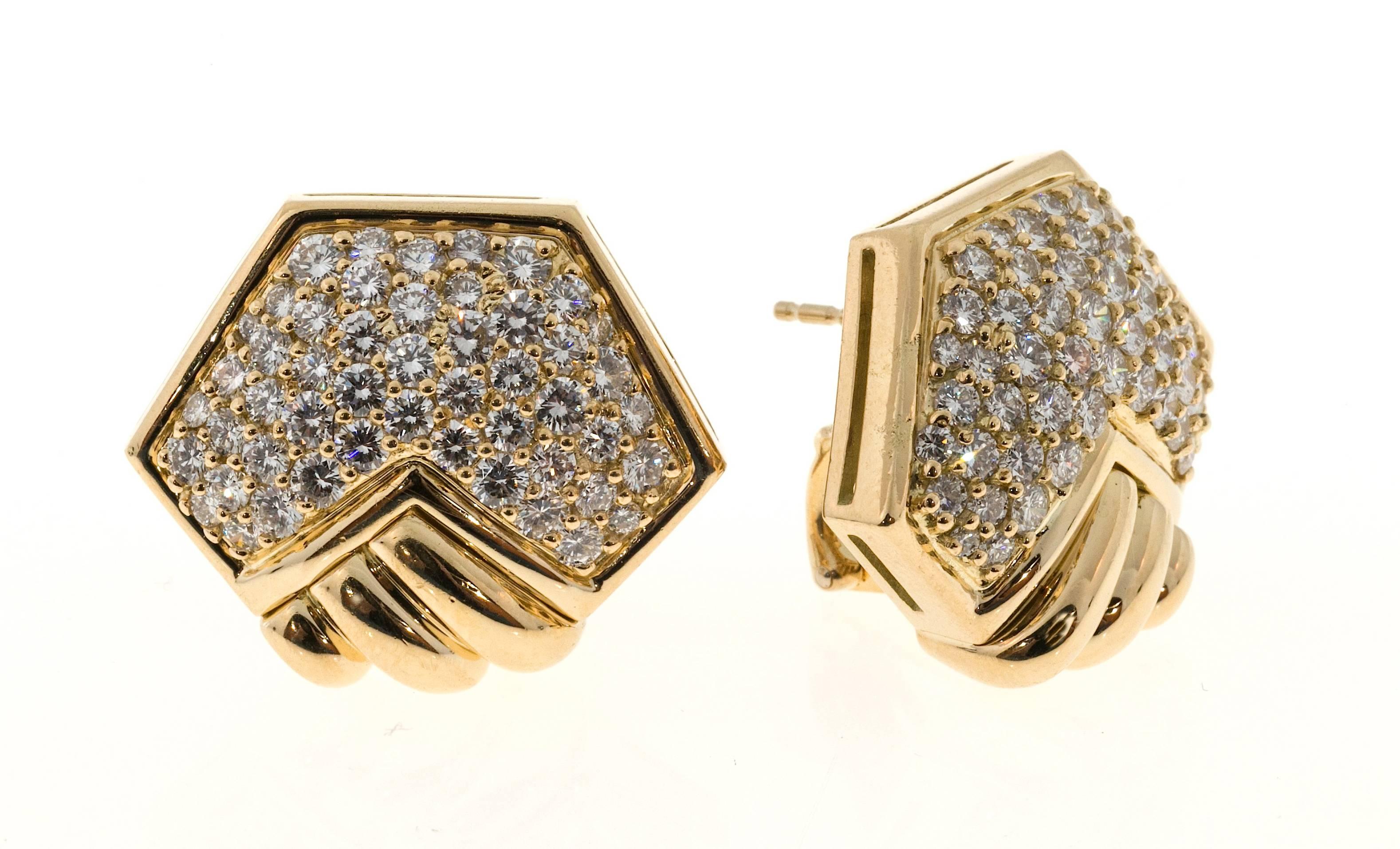 Women's Hammerman Brothers Diamond Pave Gold Clip Post Earrings