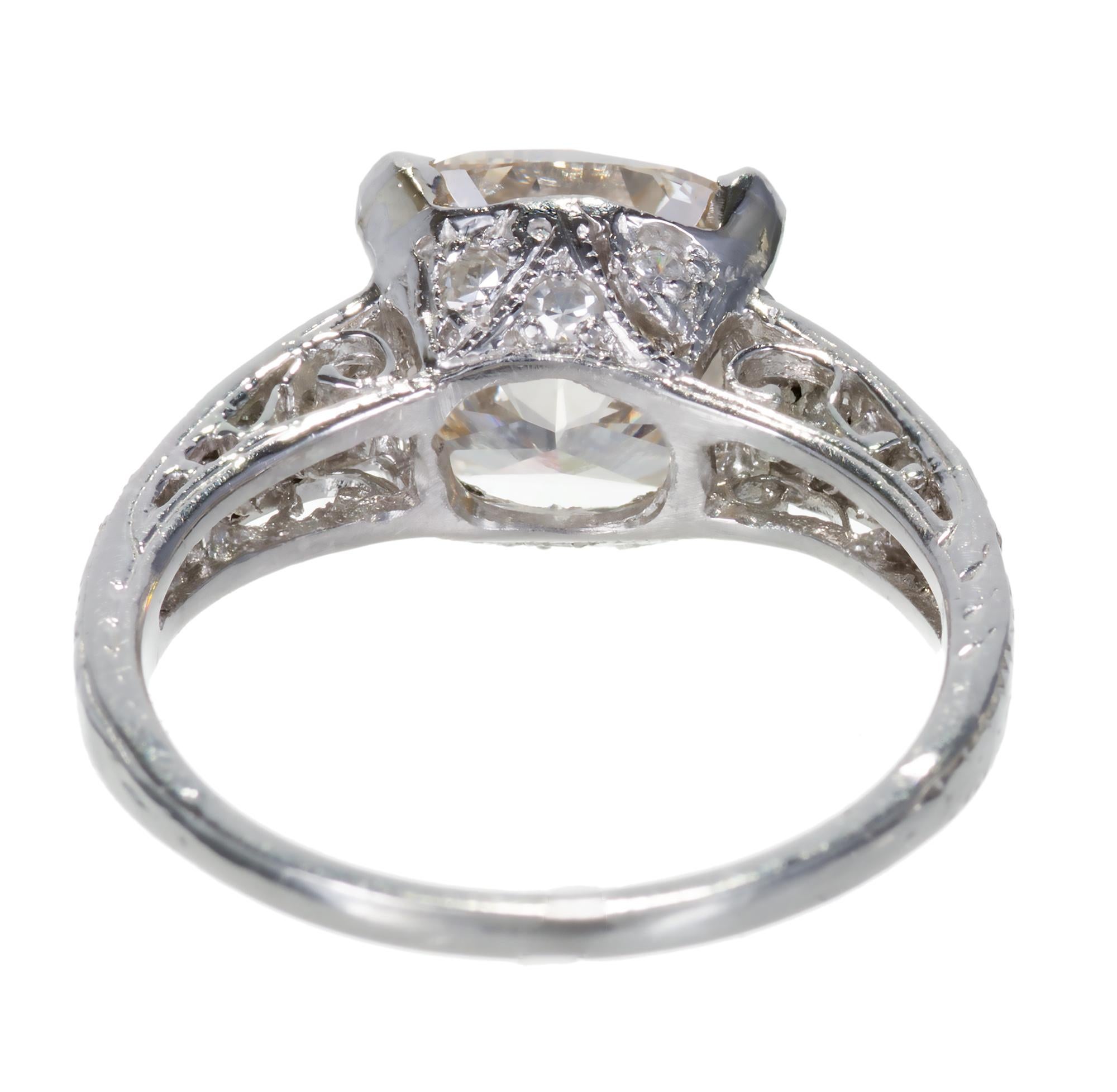 Women's 3.01 Carat Natural Light Pink Brown Diamond Platinum Engagement Ring