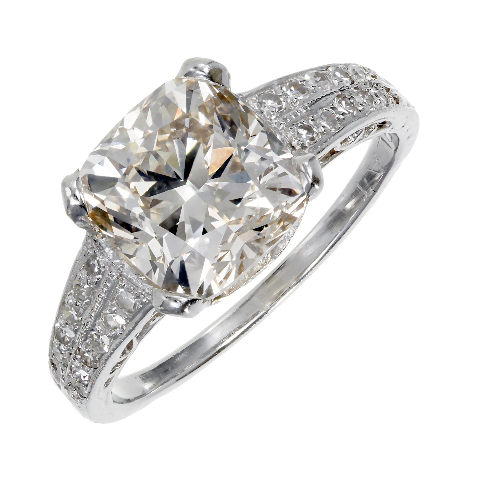 3.01 Carat Natural Light Pink Brown Diamond Platinum Engagement Ring