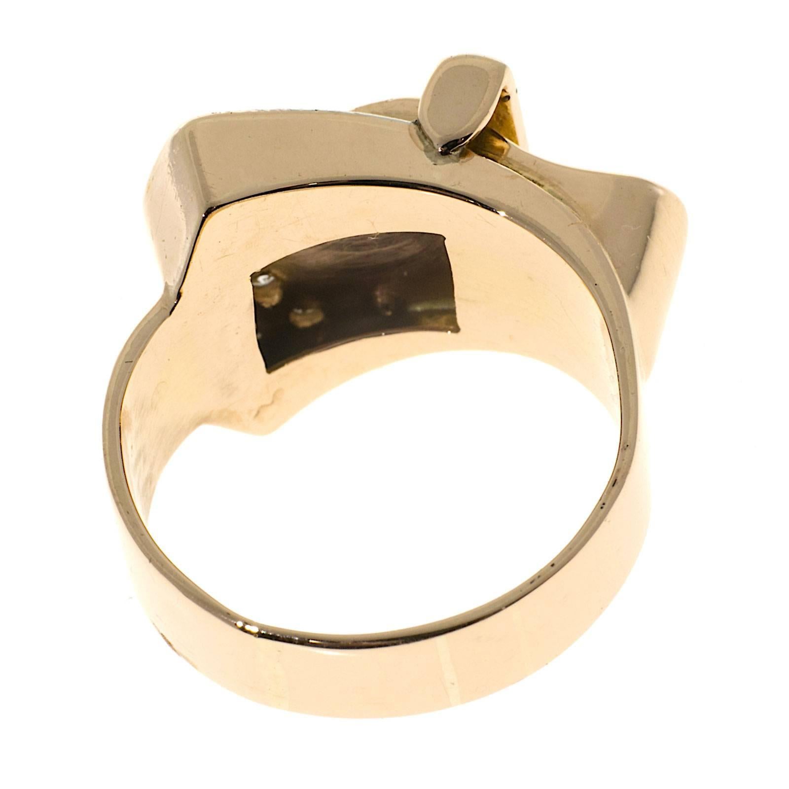 Art Deco Diamond Two Color Gold Buckle Ring 1