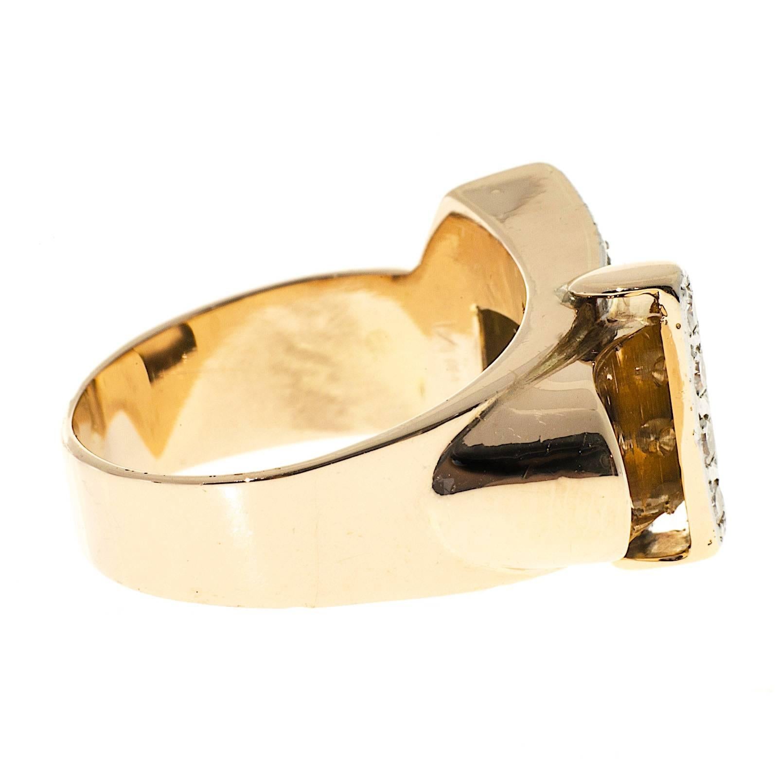 Art Deco Diamond Two Color Gold Buckle Ring 3