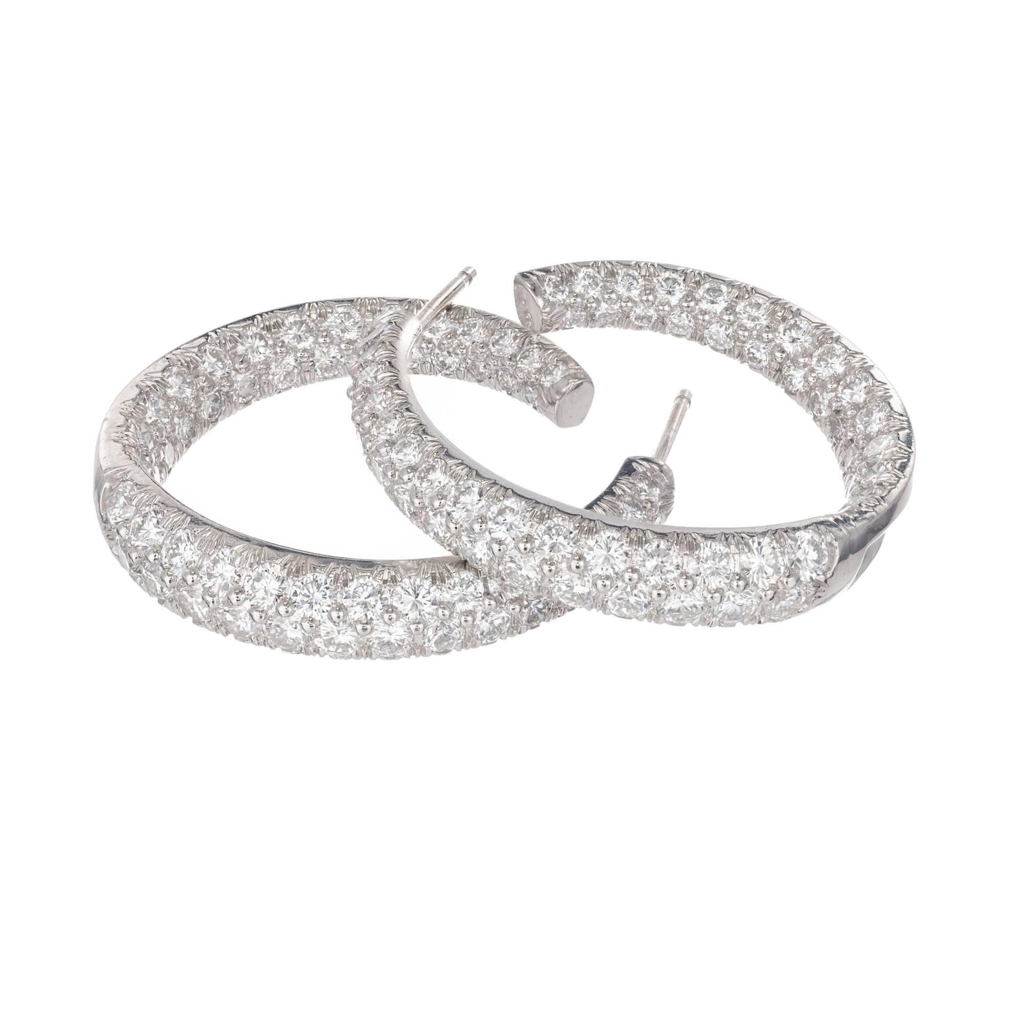 Kurt Wayne 3.50 Carat Diamond Platinum Swirl Hoop Earrings