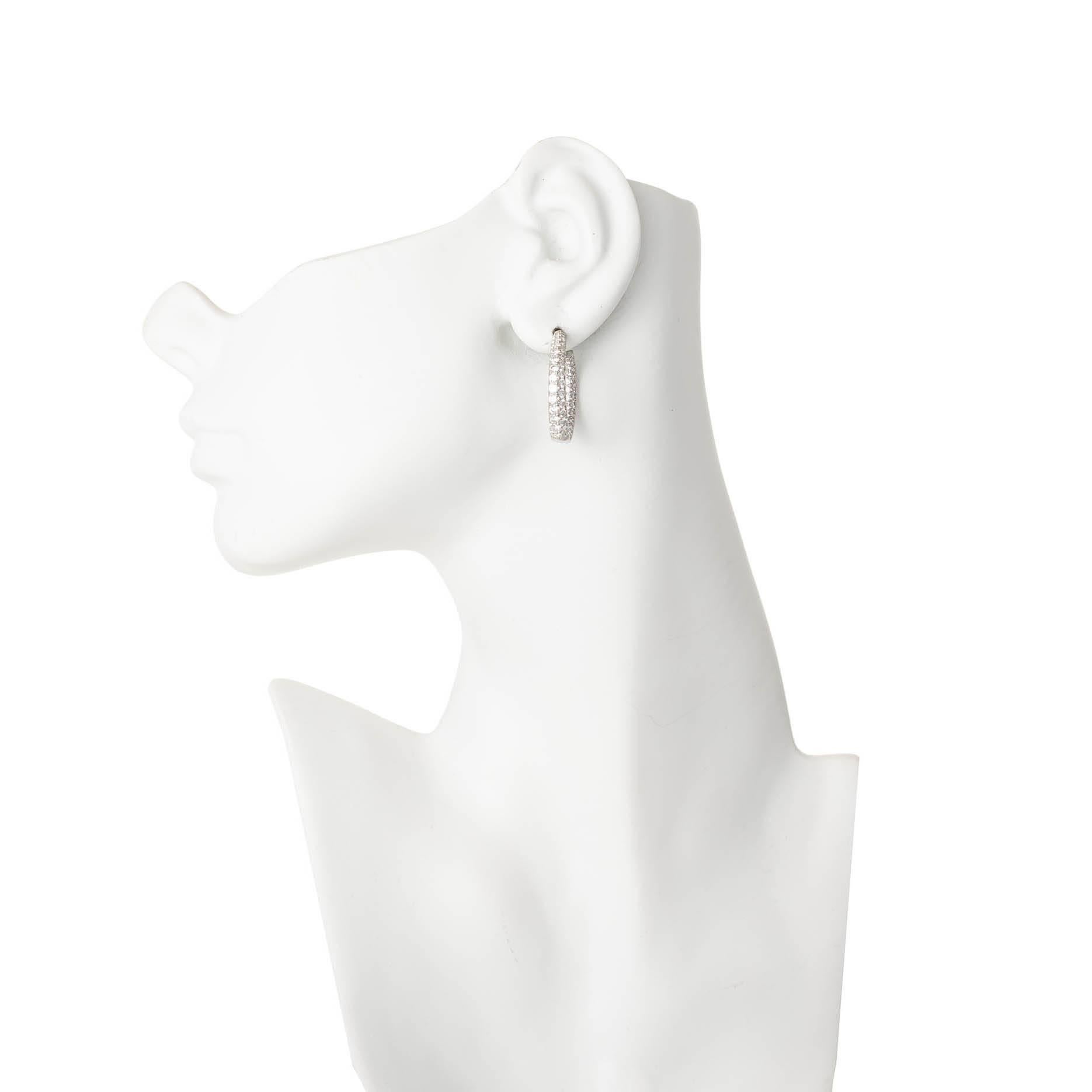 Women's Kurt Wayne 3.50 Carat Diamond Platinum Swirl Hoop Earrings For Sale