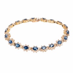 14,07 Karat Blauer Saphir Diamant Gelbgold-Armband