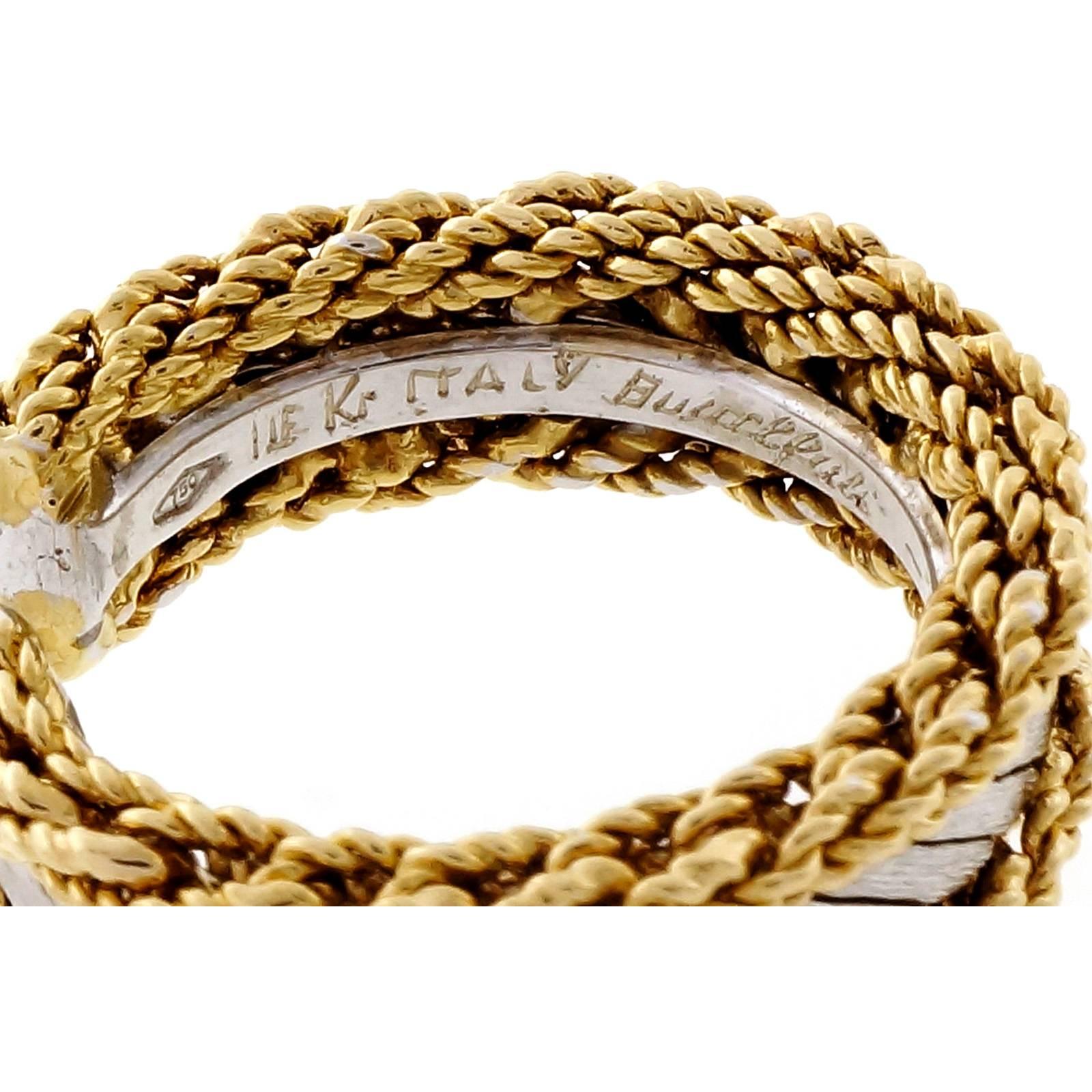 Buccellati Yellow White Gold Rope Band Ring  In Good Condition In Stamford, CT