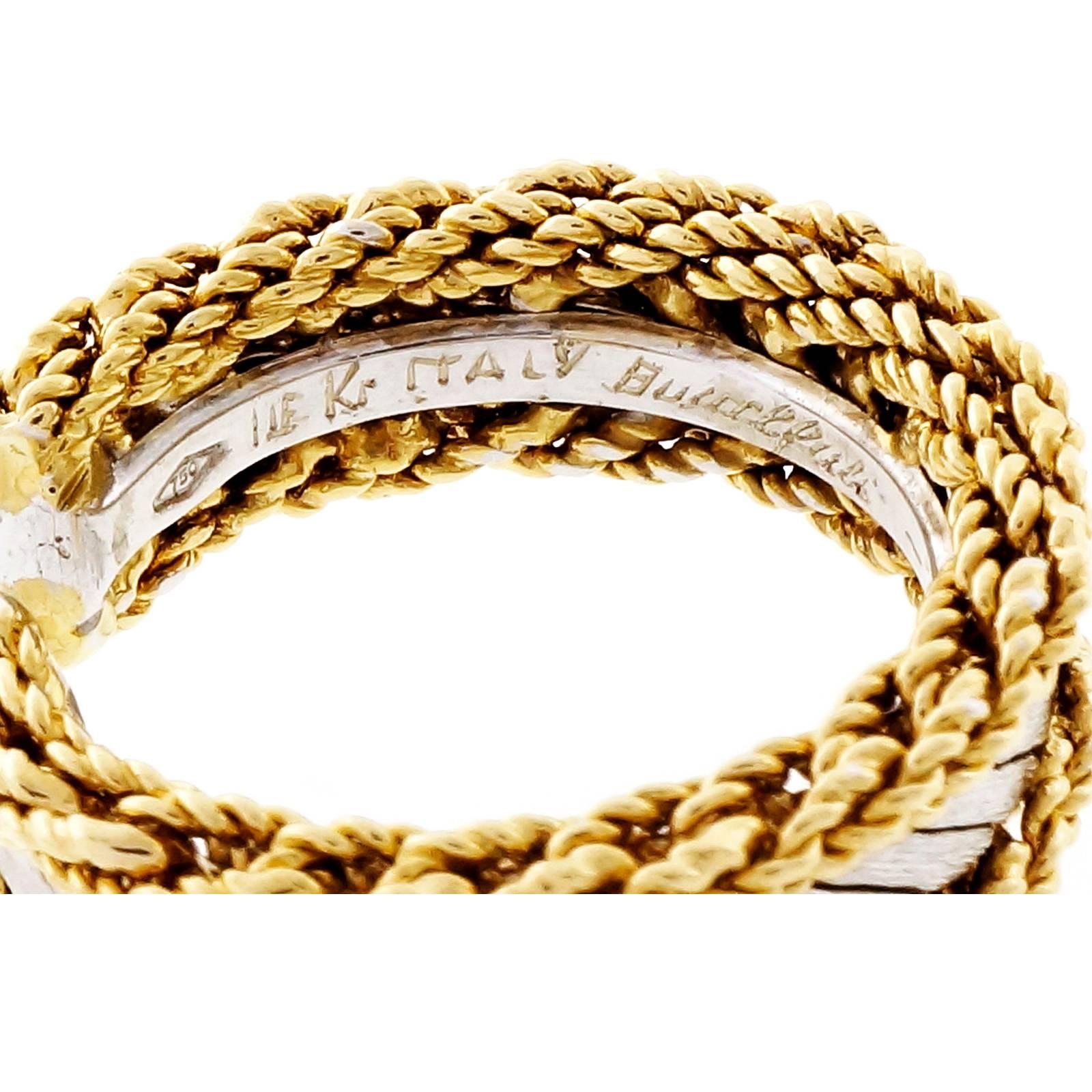 Buccellati Yellow White Gold Rope Band Ring  1