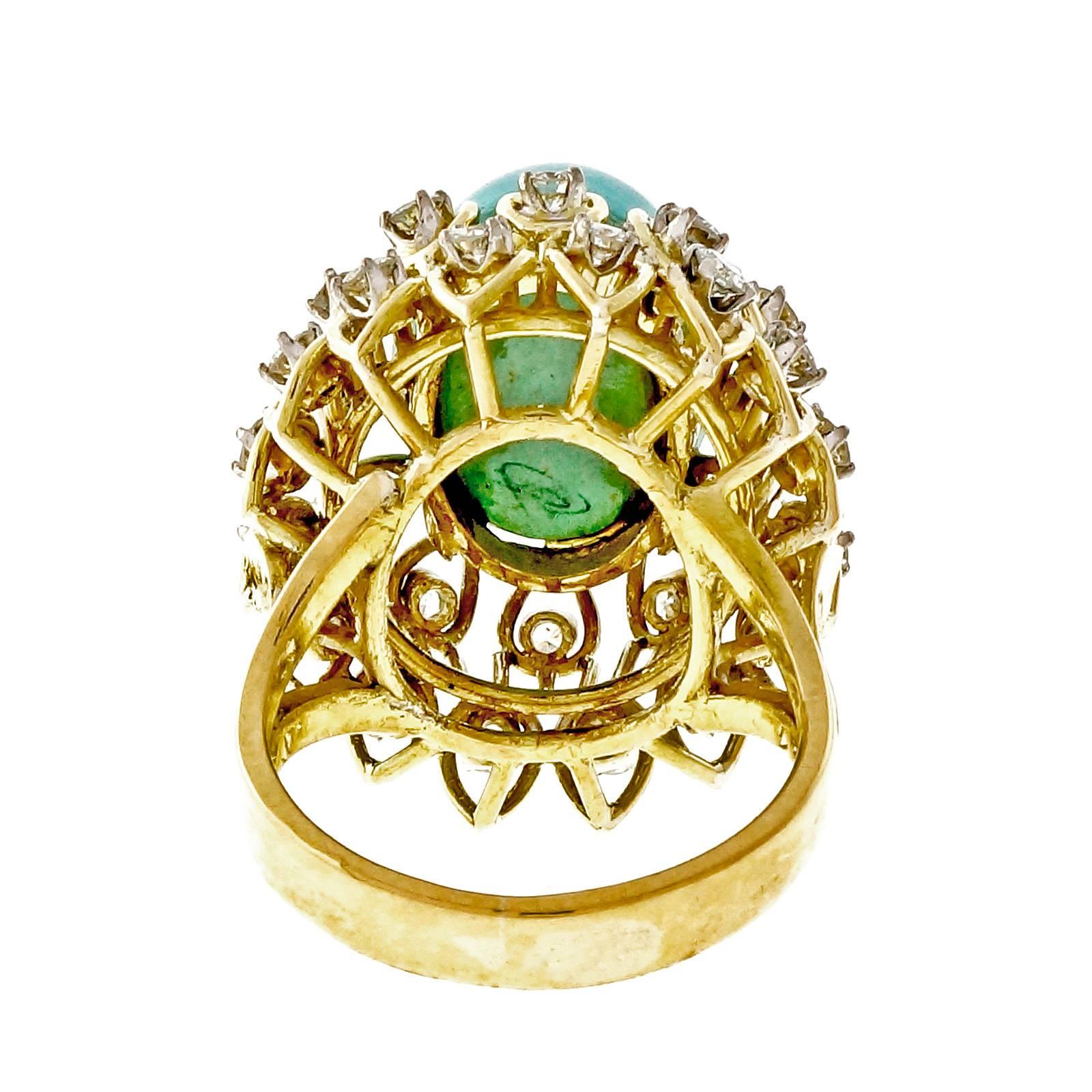 Jack Gutschneider Persian Turquoise Diamond Gold Dome Ring 1