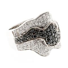 Sonia B Black Diamond White Gold Ribbon Design Ring 2