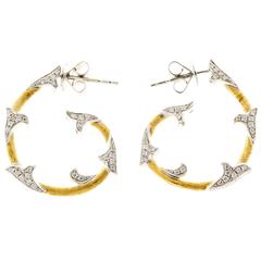 Cordova Diamond Yellow White Gold Hoop Earrings 10