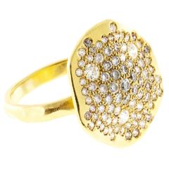 Asymmetrical Diamond Gold Pave Set Ring 8