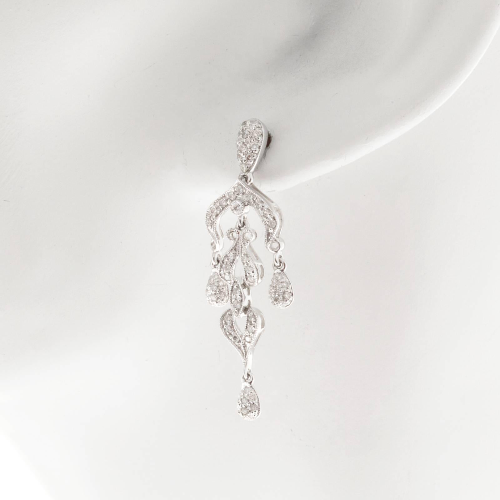 Women's Diamond White Gold Dangle Chandelier Earrings