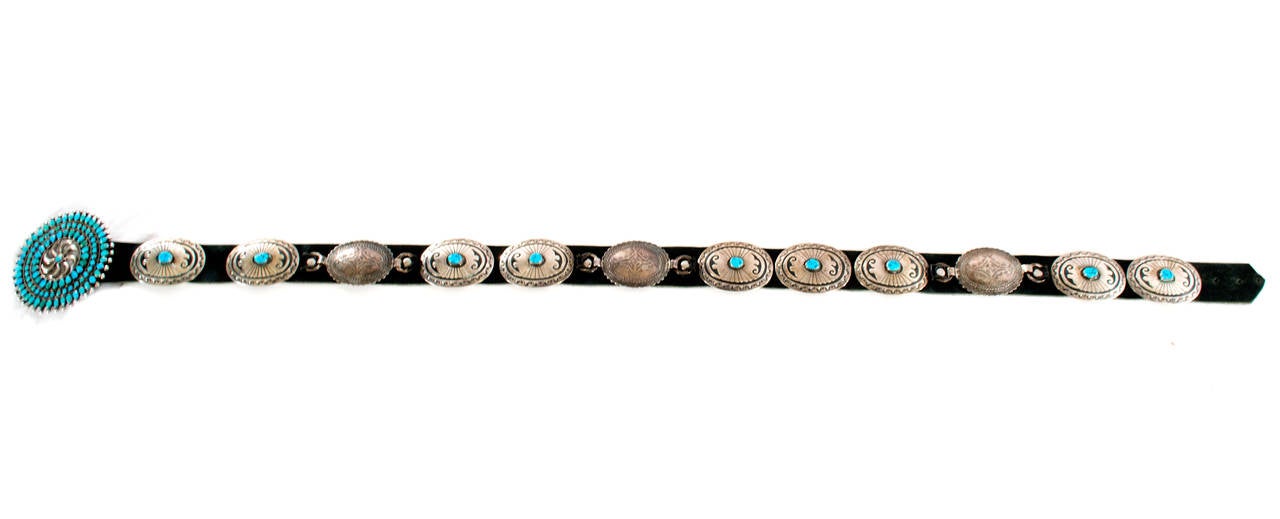 Women's A Navajo Turquoise Concha Belt For Sale