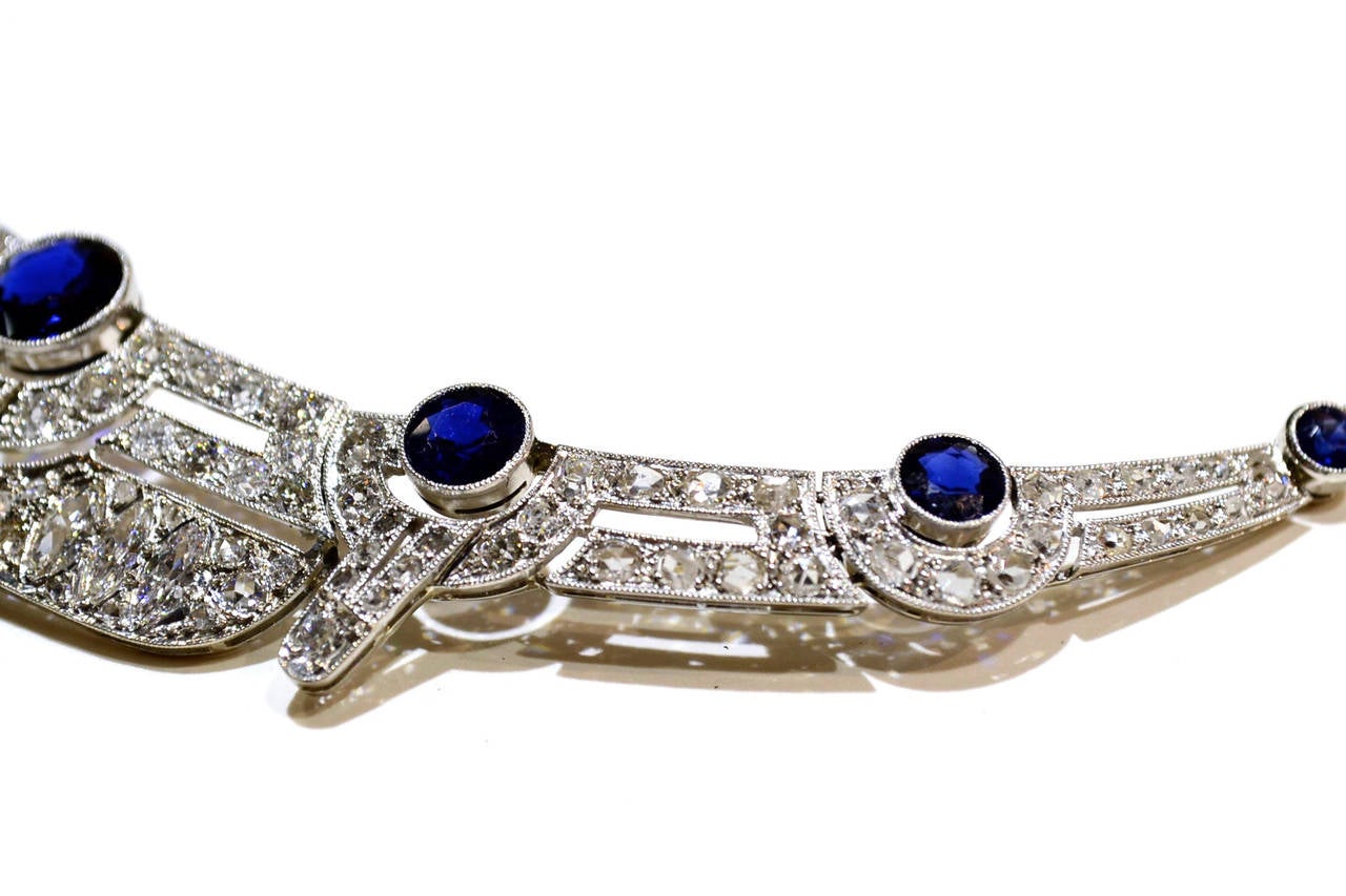 Sapphire Diamond Platinum Necklace