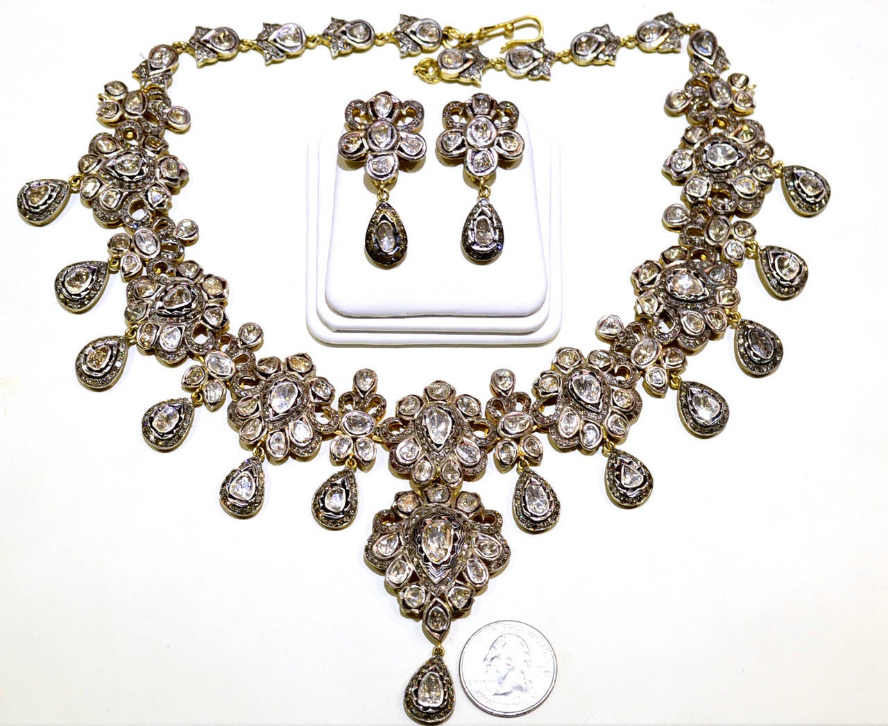Indian Rajasthani Diamond Necklace and Earrings