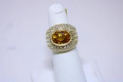 Golden Sapphire and Diamond Ring