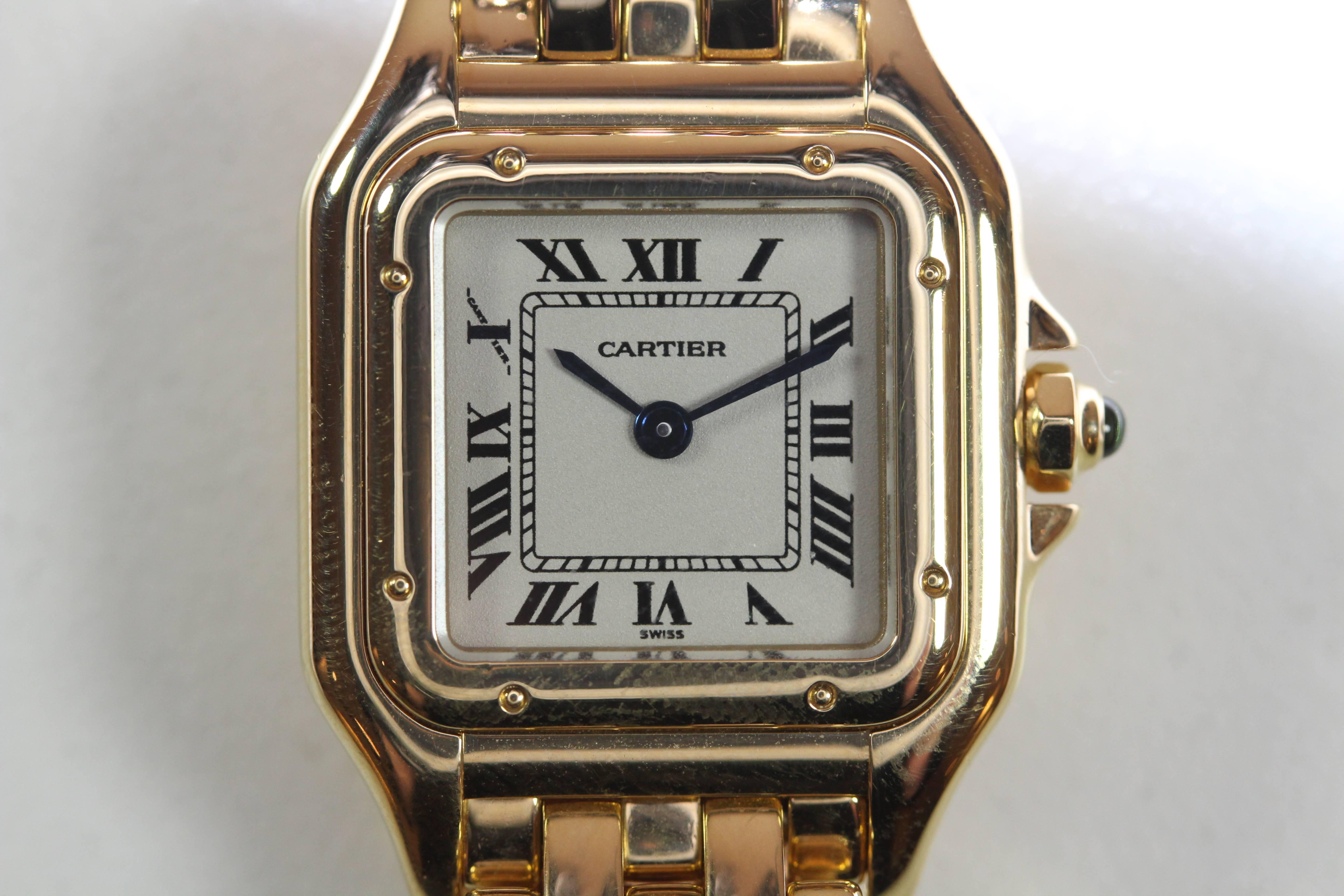 Contemporary Cartier Yellow Gold Panthere Small Quartz Wristwatch