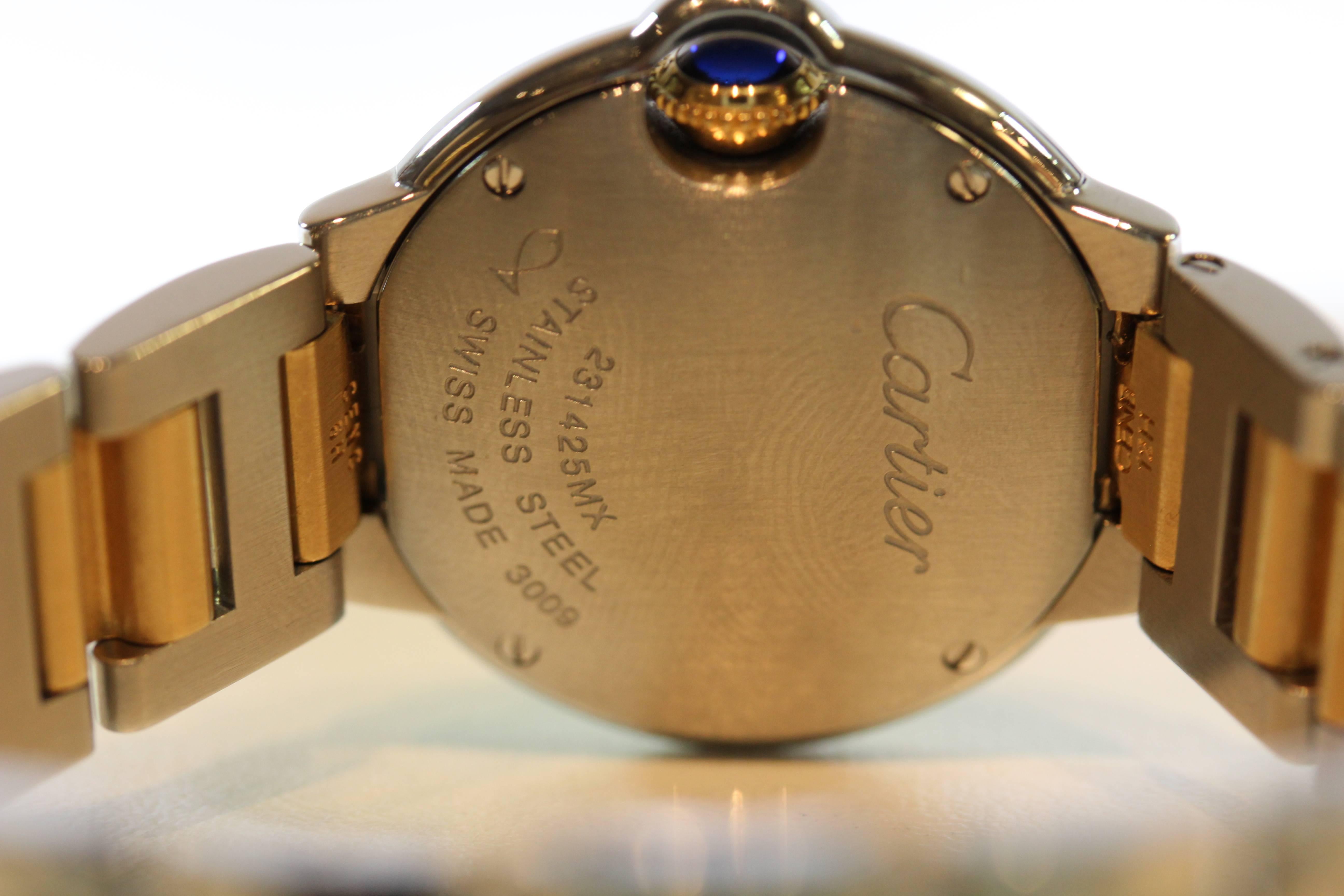 Contemporary Cartier Ballon Bleu Stainless Steel 18 Karat Yellow Gold Wristwatch