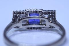 White Gold Three-Stone Diamond and Sapphire Ring
