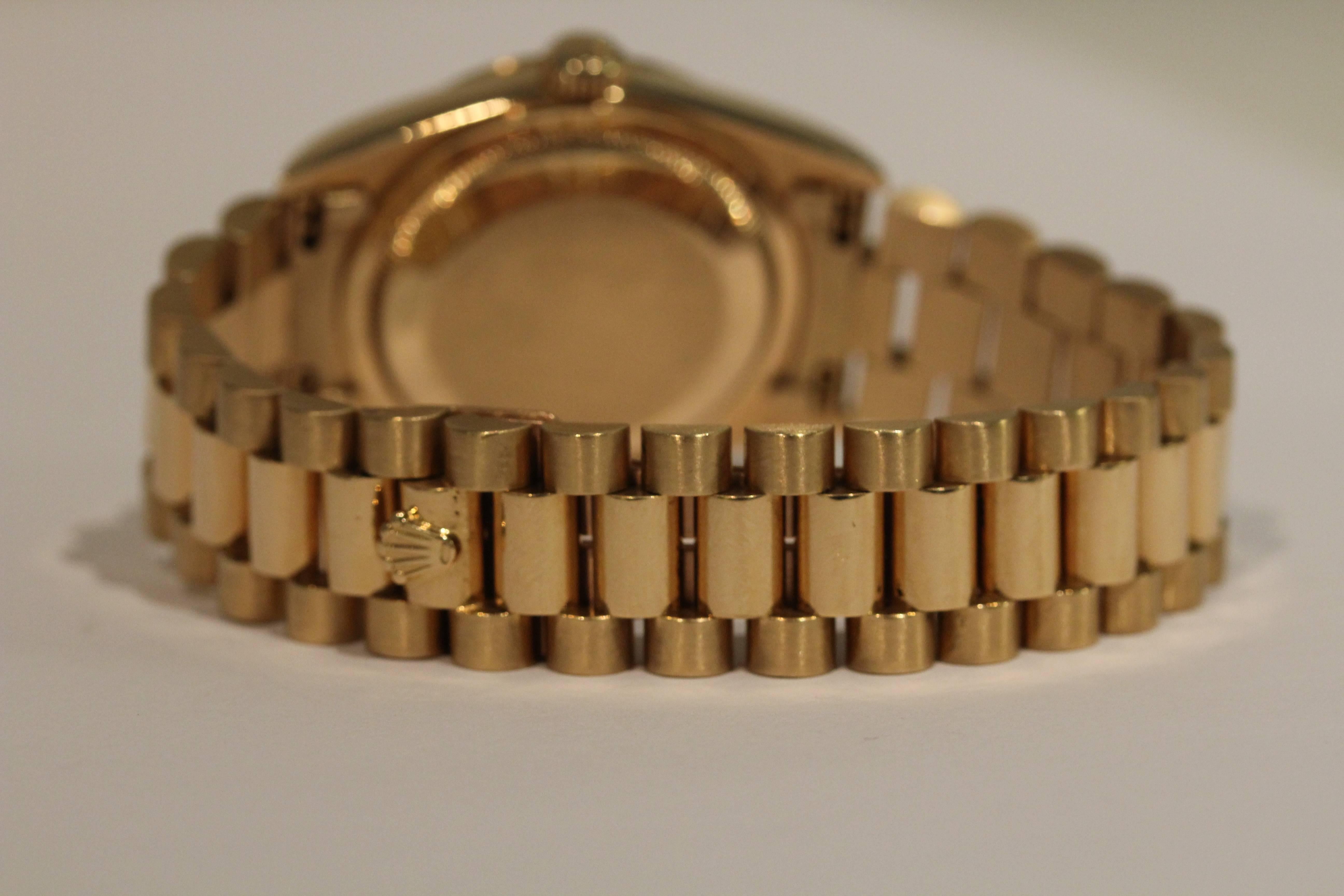 Rolex Yellow Gold Day Date President Bracelet Wristwatch, circa 1995 In Excellent Condition In Princeton, NJ