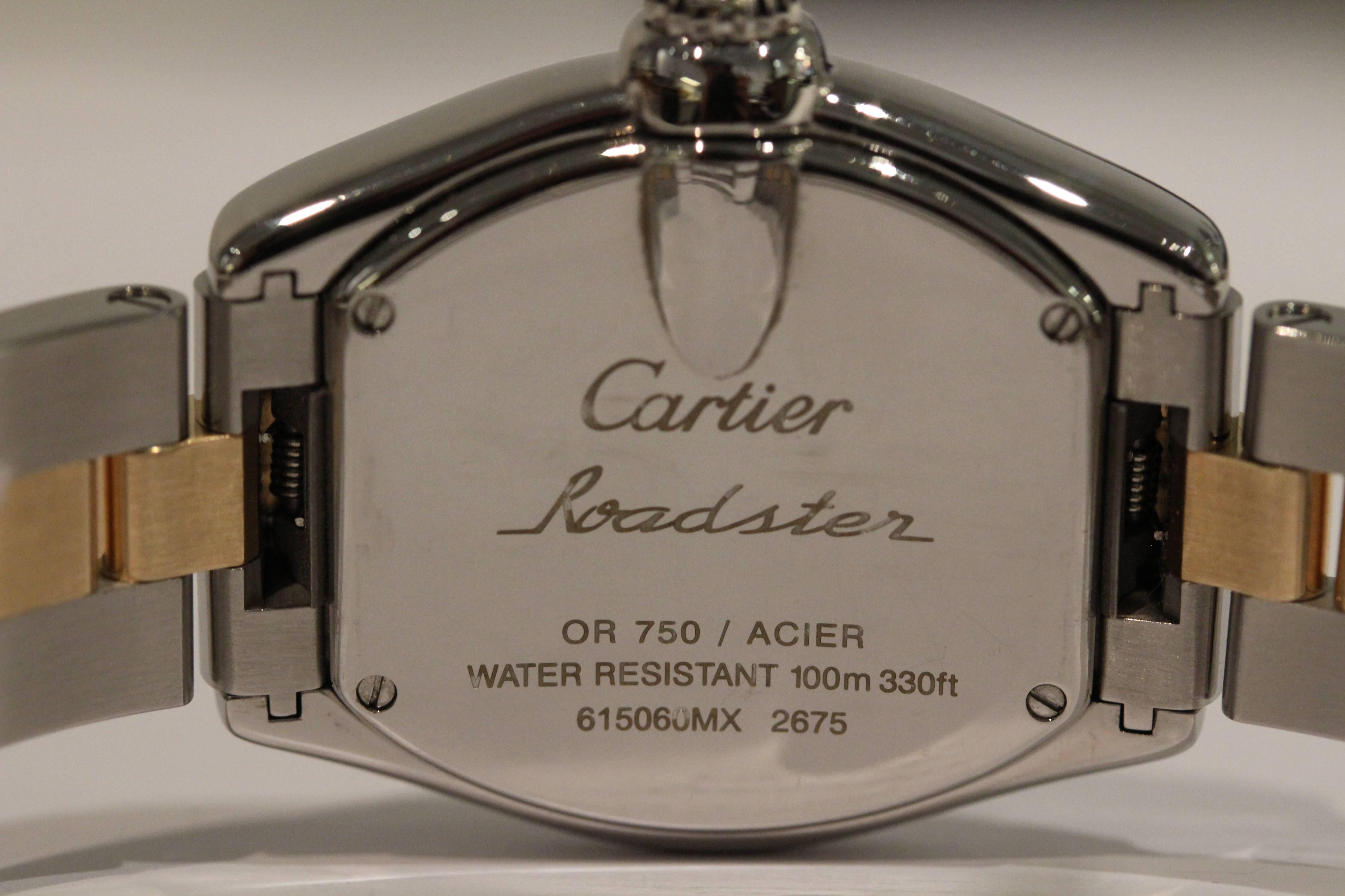 Cartier Yellow Gold Stainless Steel Roadster Quartz Wristwatch In Excellent Condition In Princeton, NJ